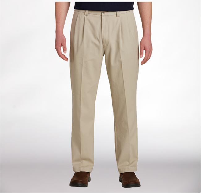 Oak Hill by DXL Big and Tall Flat-Front Premium Stretch Twill Pants Grey 46 X 30 Regular Rise