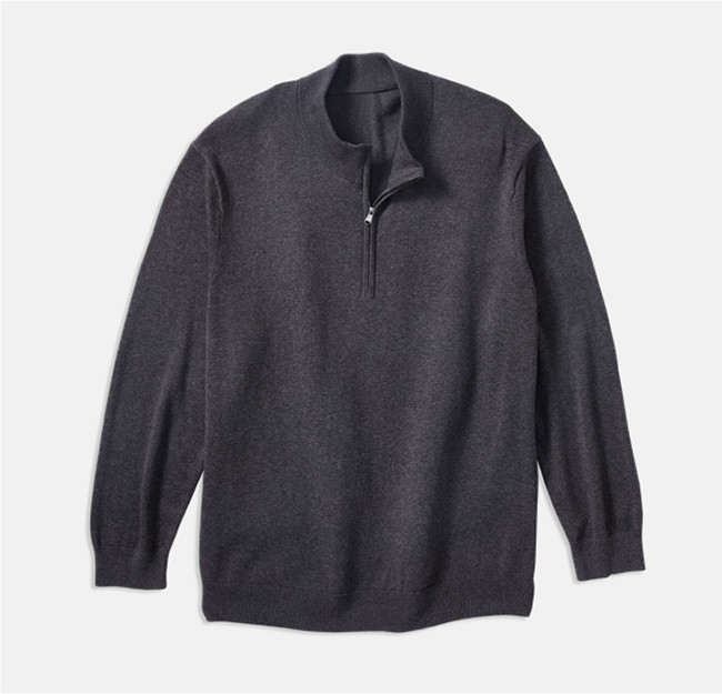 Men's Full Zip Sweater: Tall Full-Zip Charcoal Mix Sweater – American Tall