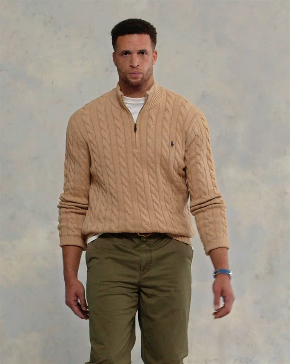 Big + Tall | Polo Ralph Lauren Cable Knit Cotton 1/4-Zip