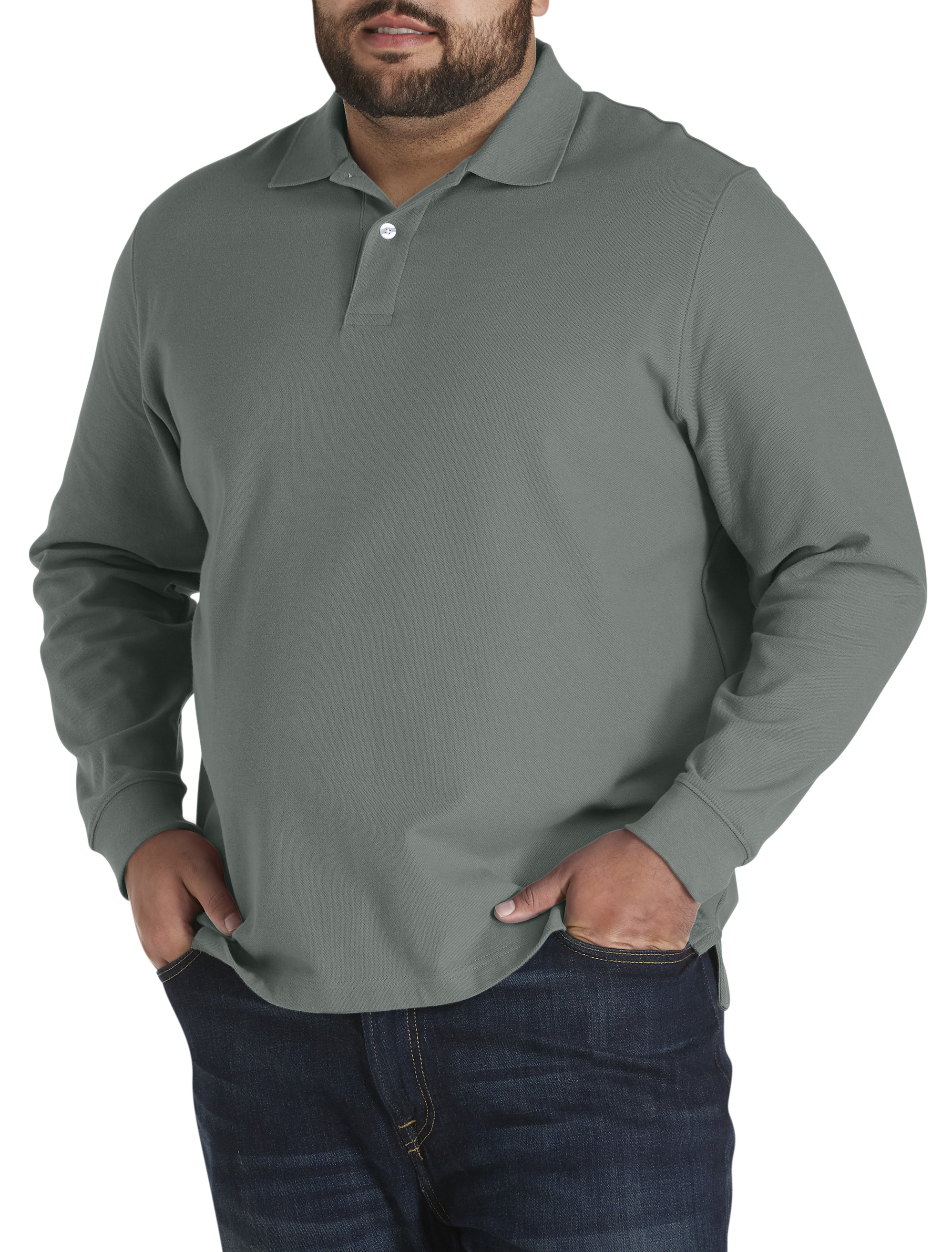 Soft Cotton Long Sleeve Polo Shirts | DXL