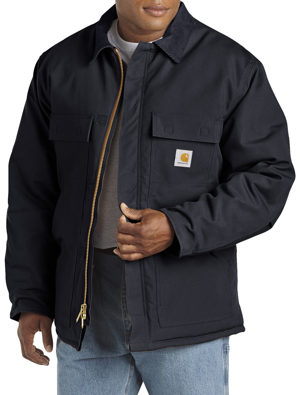 a man wearing a dark navy coat