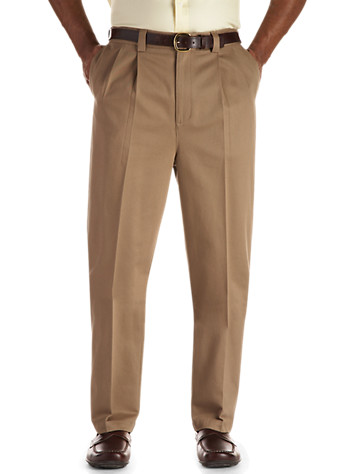 Oak Hill by DXL Big and Tall Pleated Premium Stretch Twill Pants Dark Grey 44R 30 