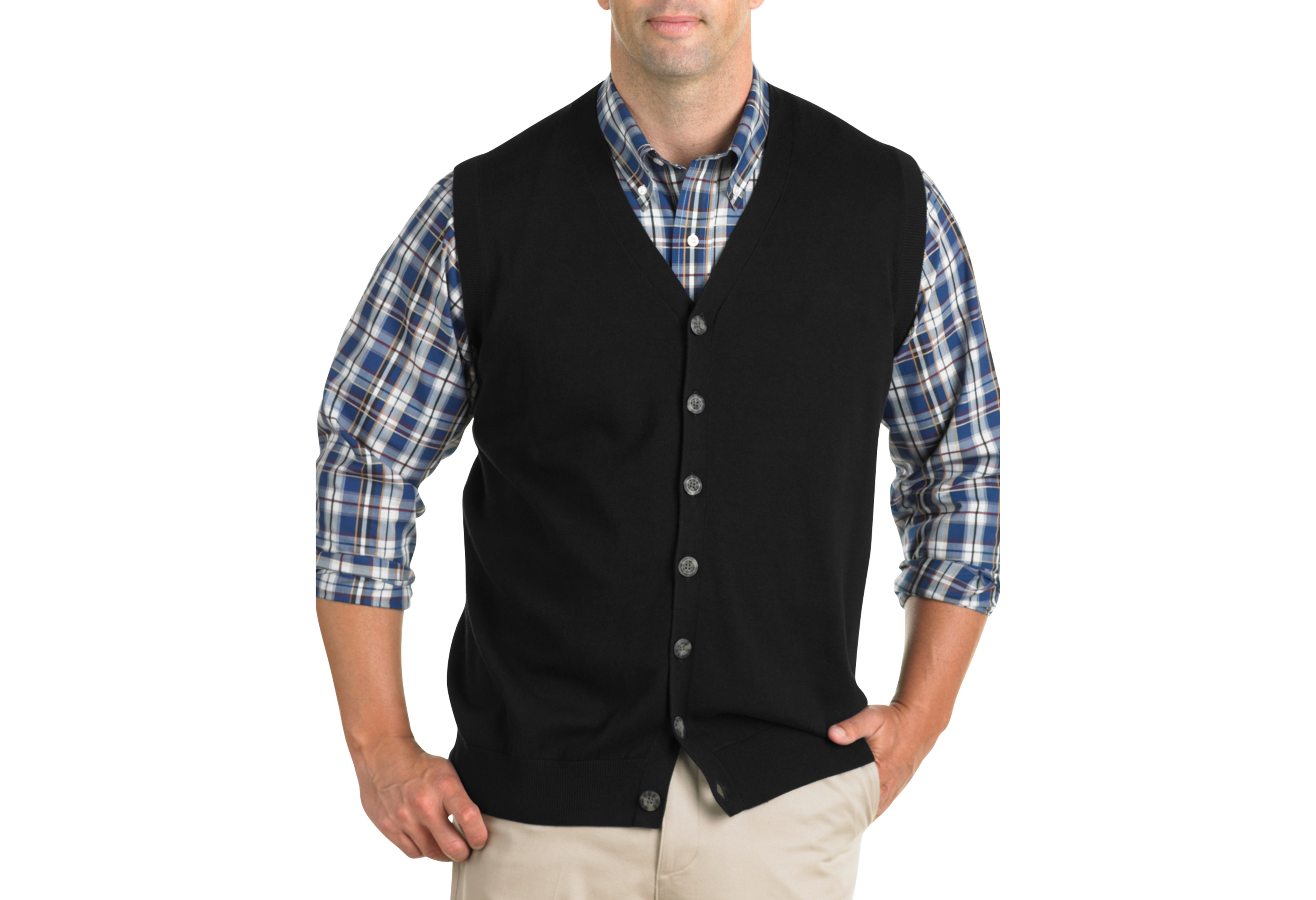 Button-Front Sweater Vest