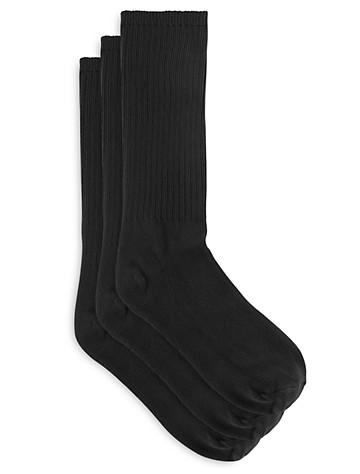 Harbor Bay by DXL Big and Tall Non-Elastic Crew Socks 3-Pack 13-16 White 