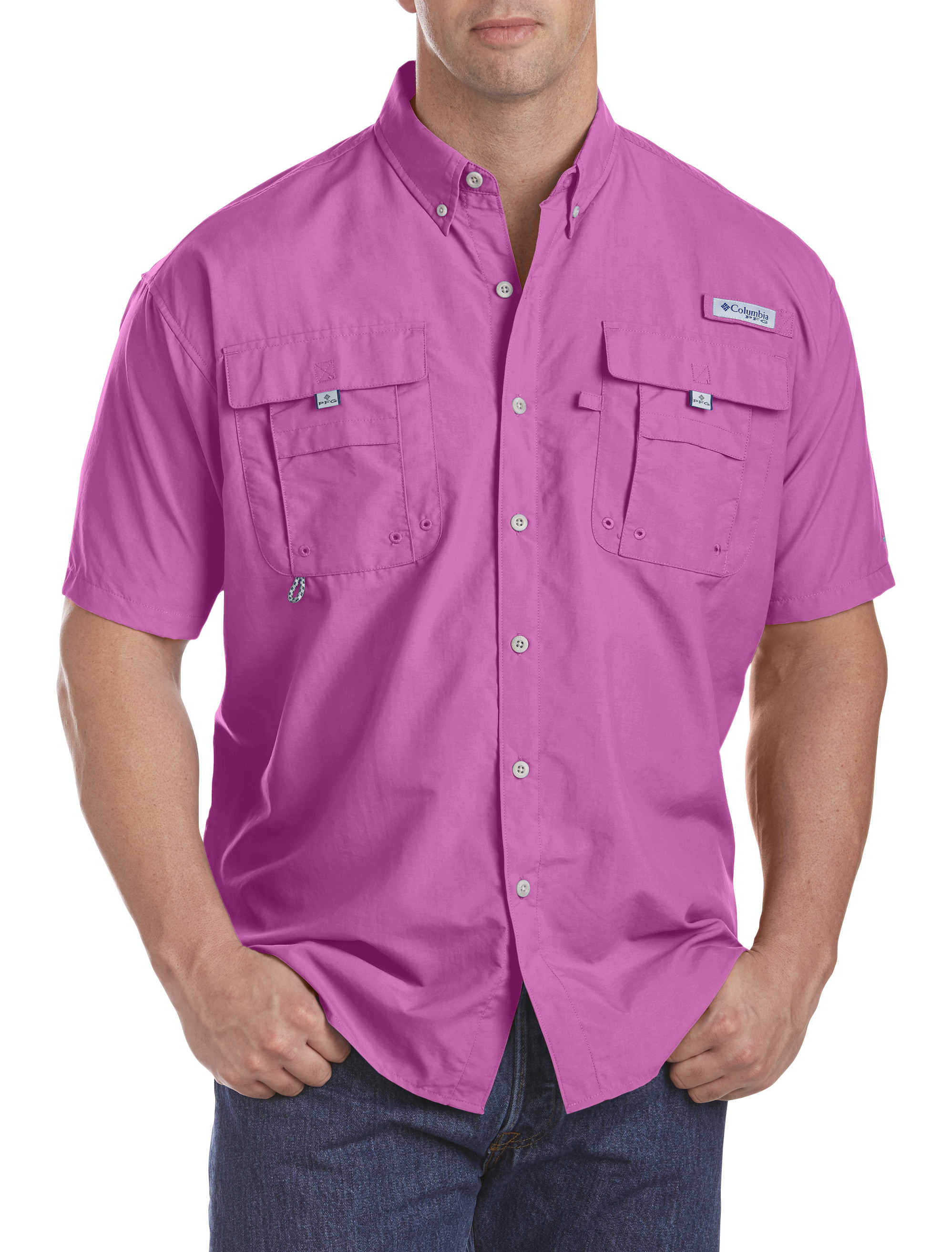Columbia Bahama Ii Upf 30 Short Sleeve Pfg Fishing Shirt in Pink