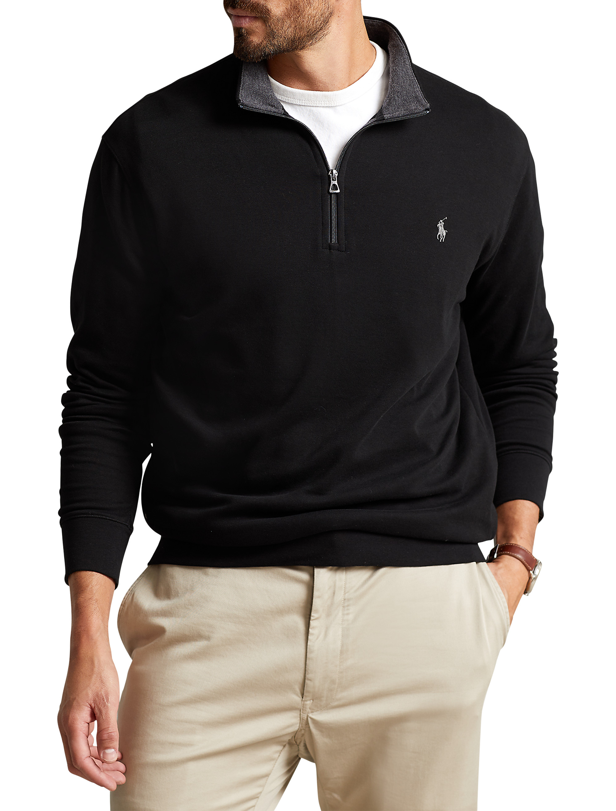 Polo Luxury Jersey Big & Tall Half-Zip Pullover - Abraham's