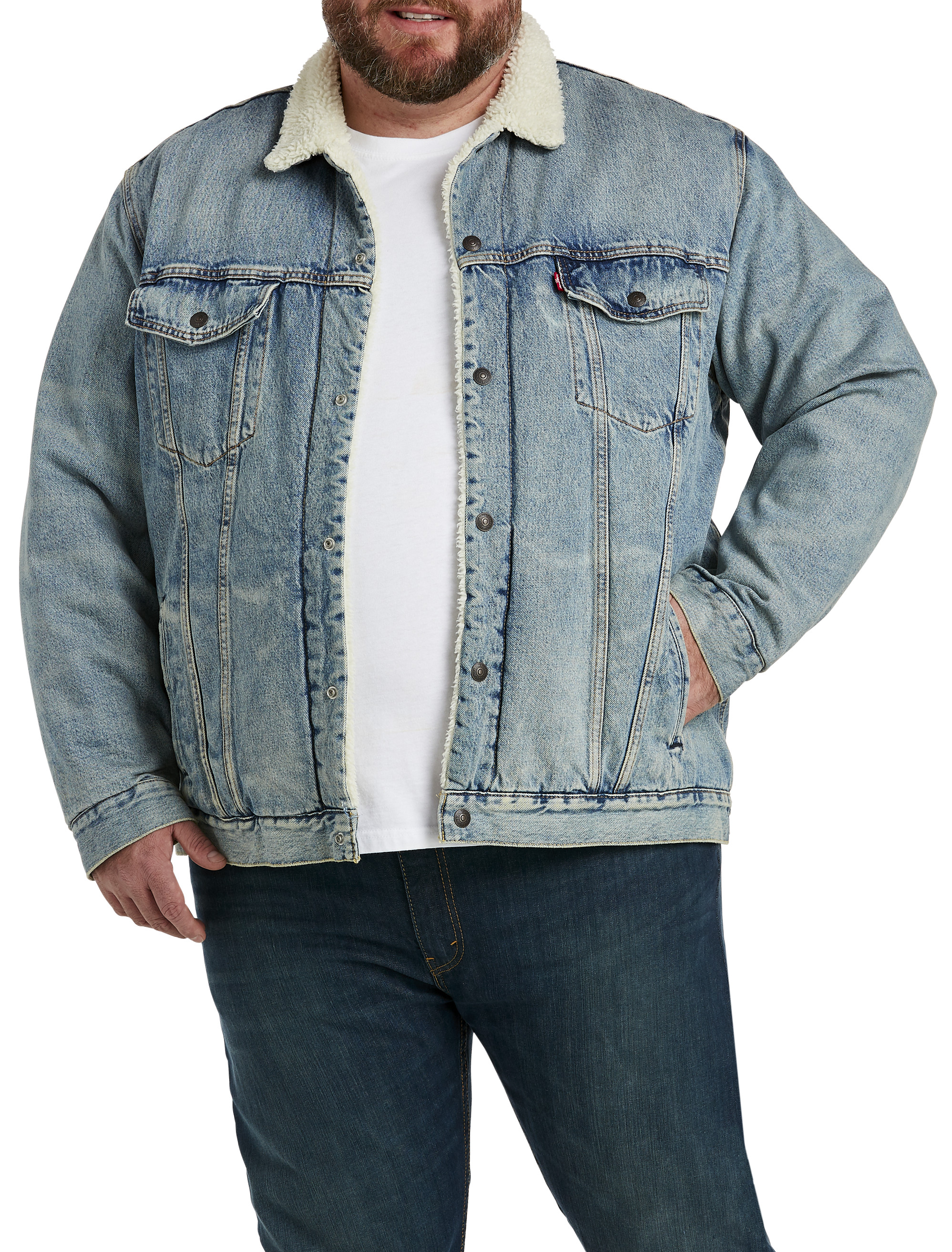 Men's Levi's baggy oversized denim trucker jacket in bleach wash
