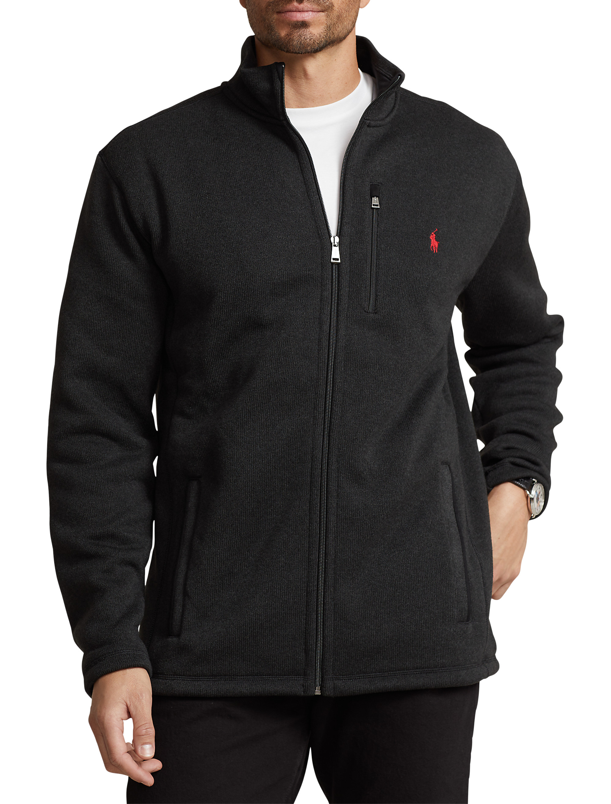 Big & Tall Men's Polo Ralph Lauren Sweater Fleece Jacket - Polo Black - Size 3XLT, Men's