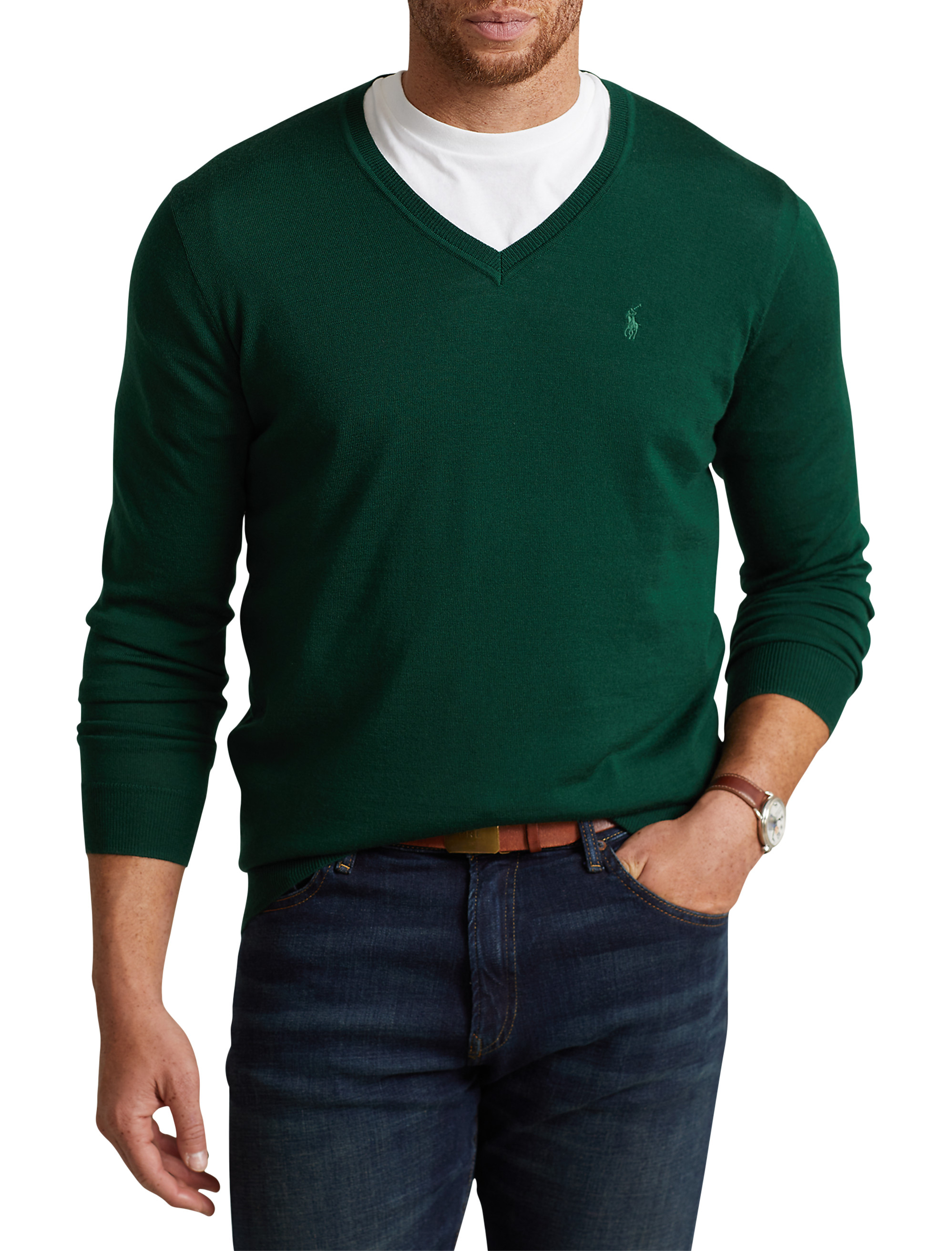 Big + Tall, Polo Ralph Lauren V-Neck Merino Wool Sweater