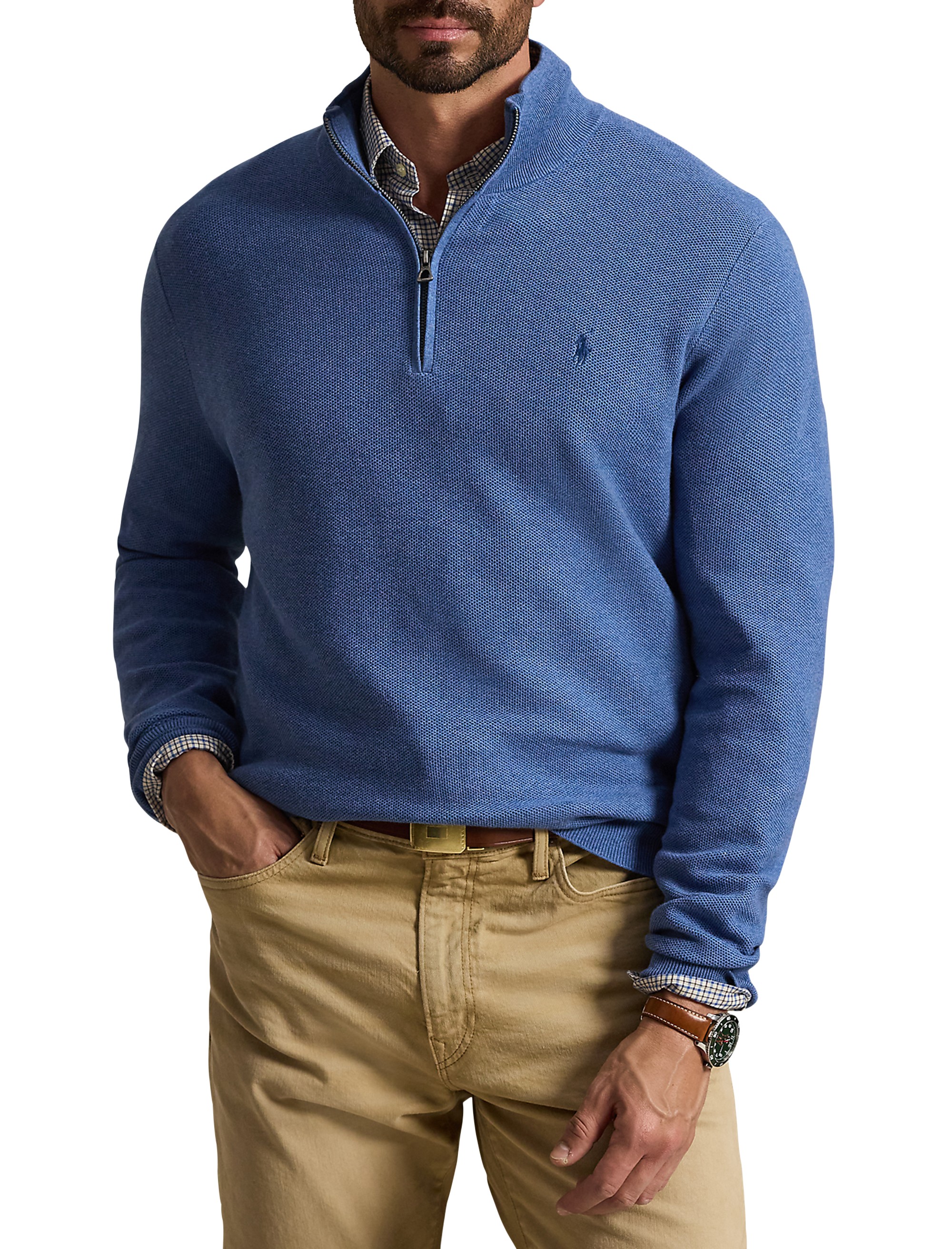 Pima Cotton 1/2-Zip Sweater - thumbnail 4