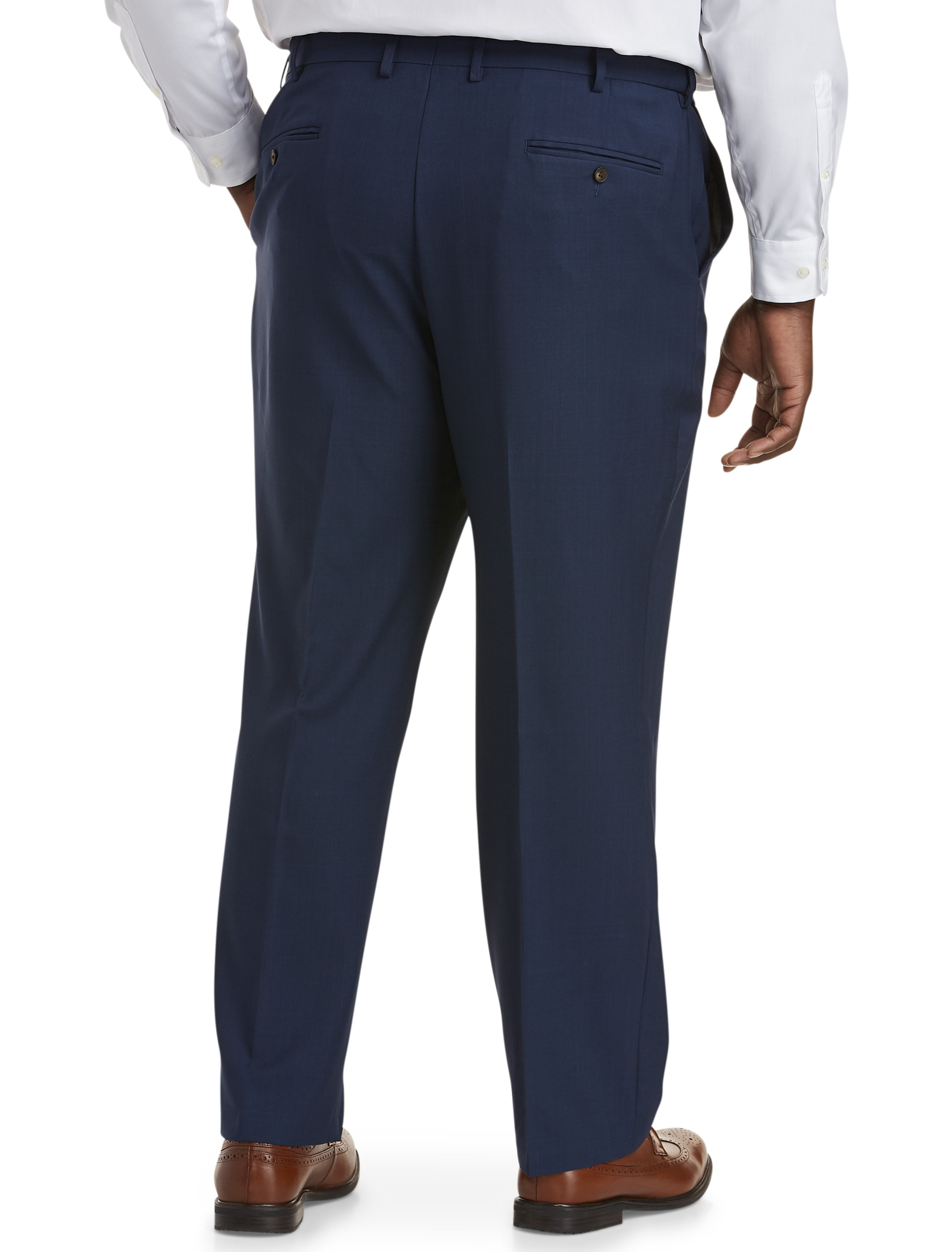 Navy blue high waisted pleated stretch Dress Pants