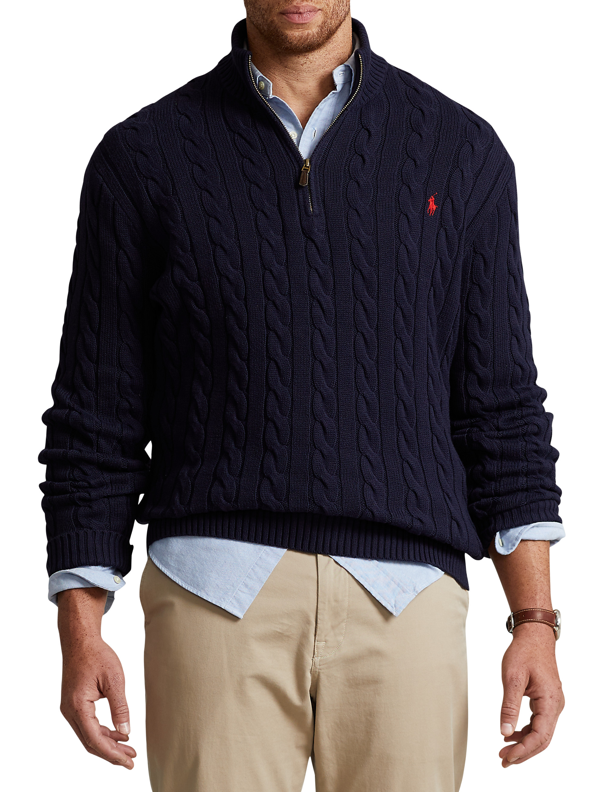 Big + Tall | Polo Ralph Lauren Cable Knit 1/4-Zip Sweater | DXL