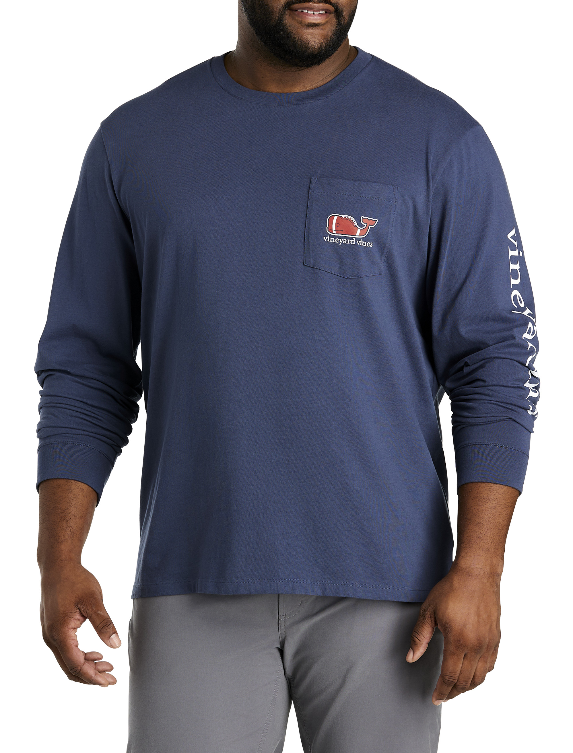 Football Whale Long-Sleeve Pocket Tee