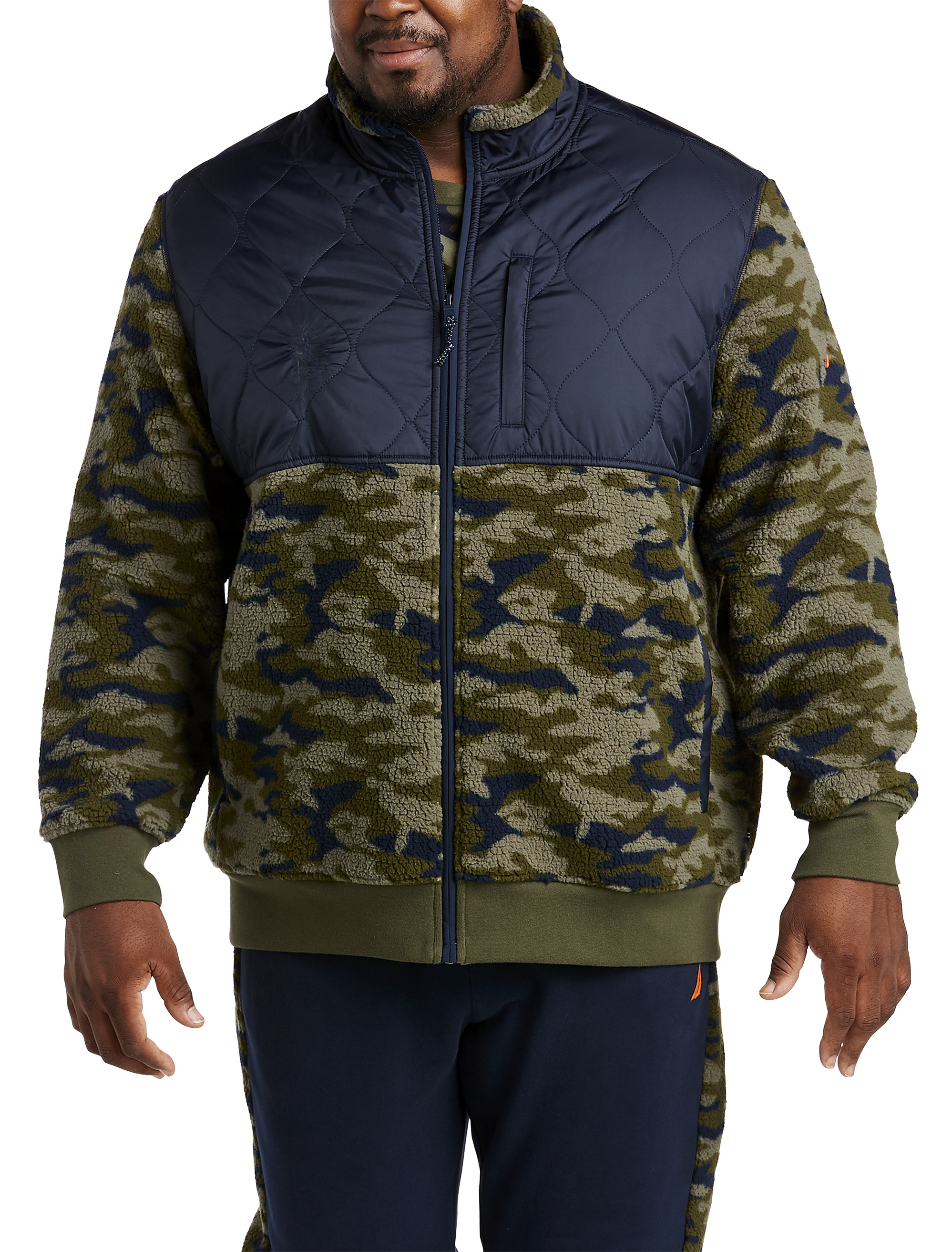 Quilted Camo Sherpa Zip-Front Jacket