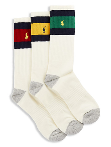 Polo Ralph Lauren Boy's 3-Pair Collegiate Stripe Socks B60014BPK