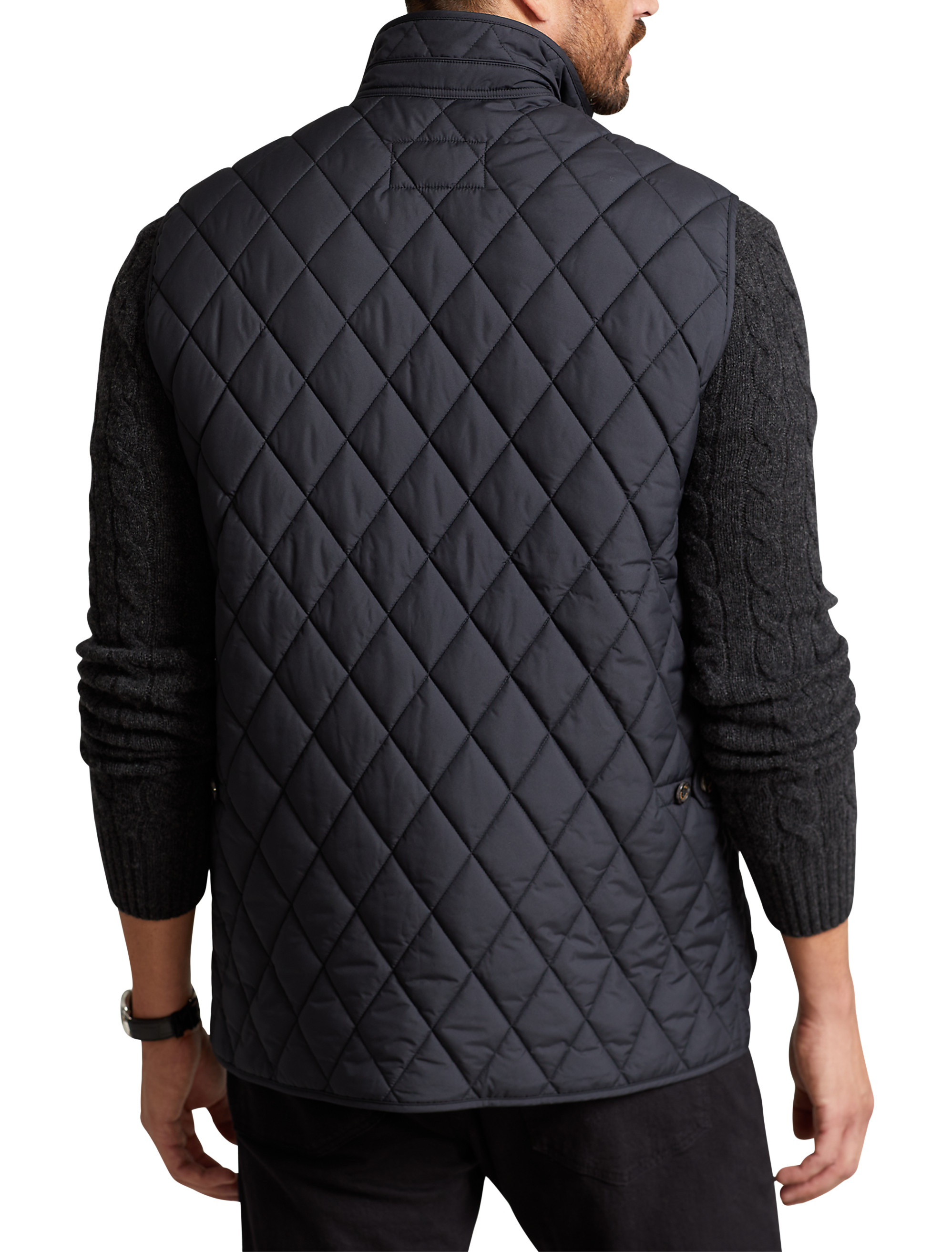 PRL BEATON LINED VEST POLO BLK