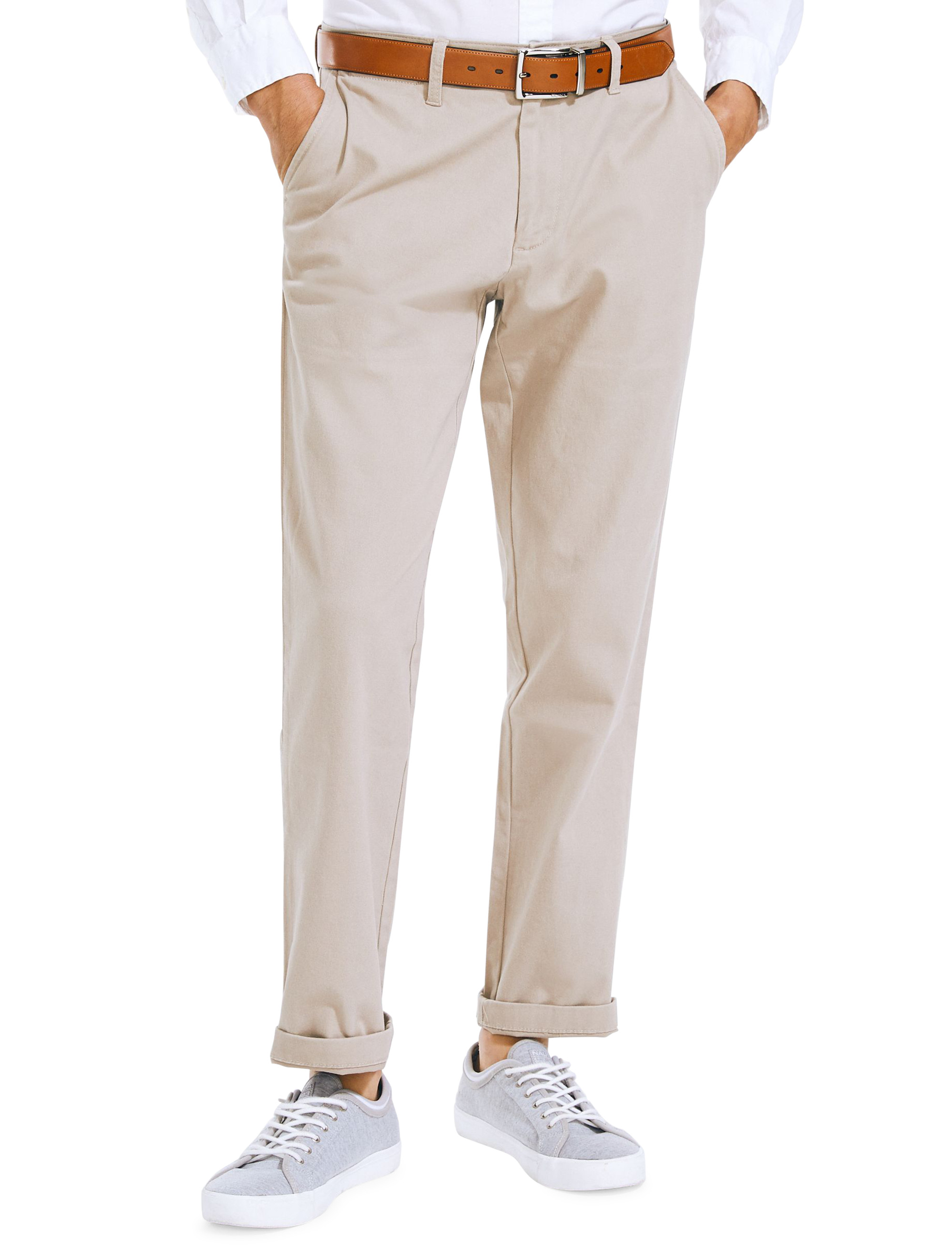 Nautica Mens Stretch Soft Twill Classic Fit Pants, Grey, 38 x 34