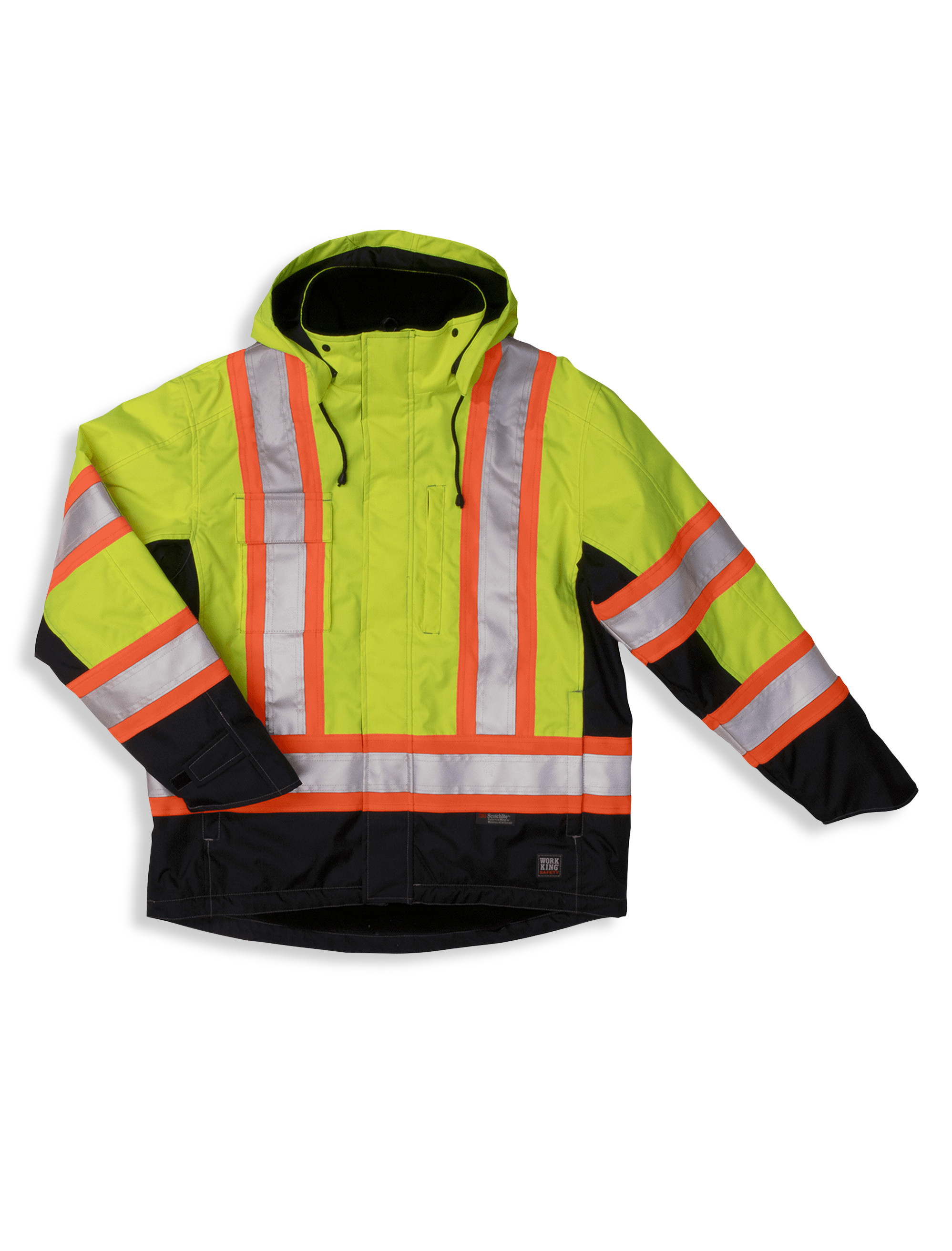 Big & Tall Men's Fleece-Lined Safety Jacket - Fluorescent Green - Size 3XL