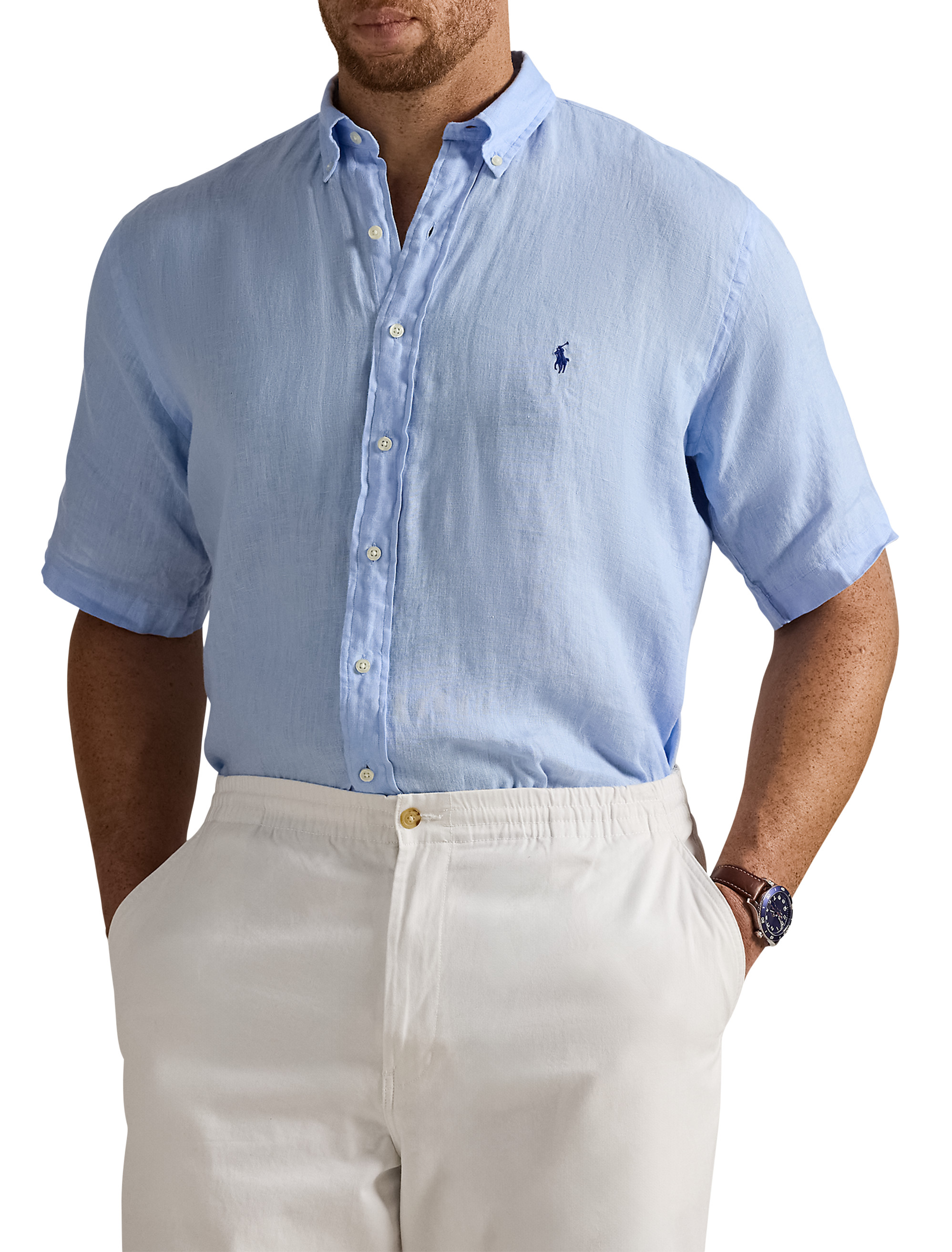 トップス Ralph Lauren L/S B.D Linen Shirt Navy L. NWT Polo Ralph Lauren Navy Blue LINEN Classic Fit Long