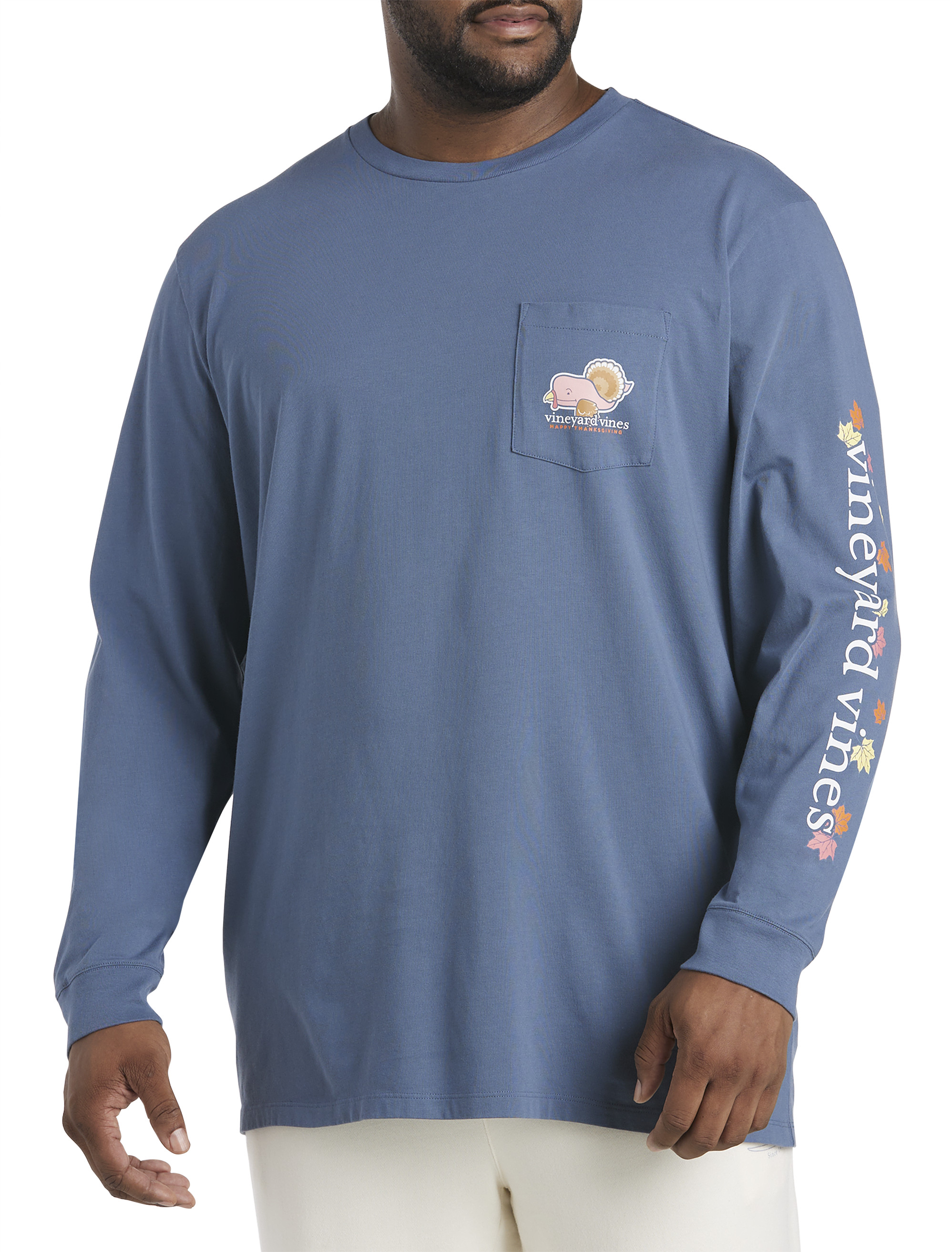 Big Tall vineyard vines Fall Leaves Long Sleeve T Shirt DXL