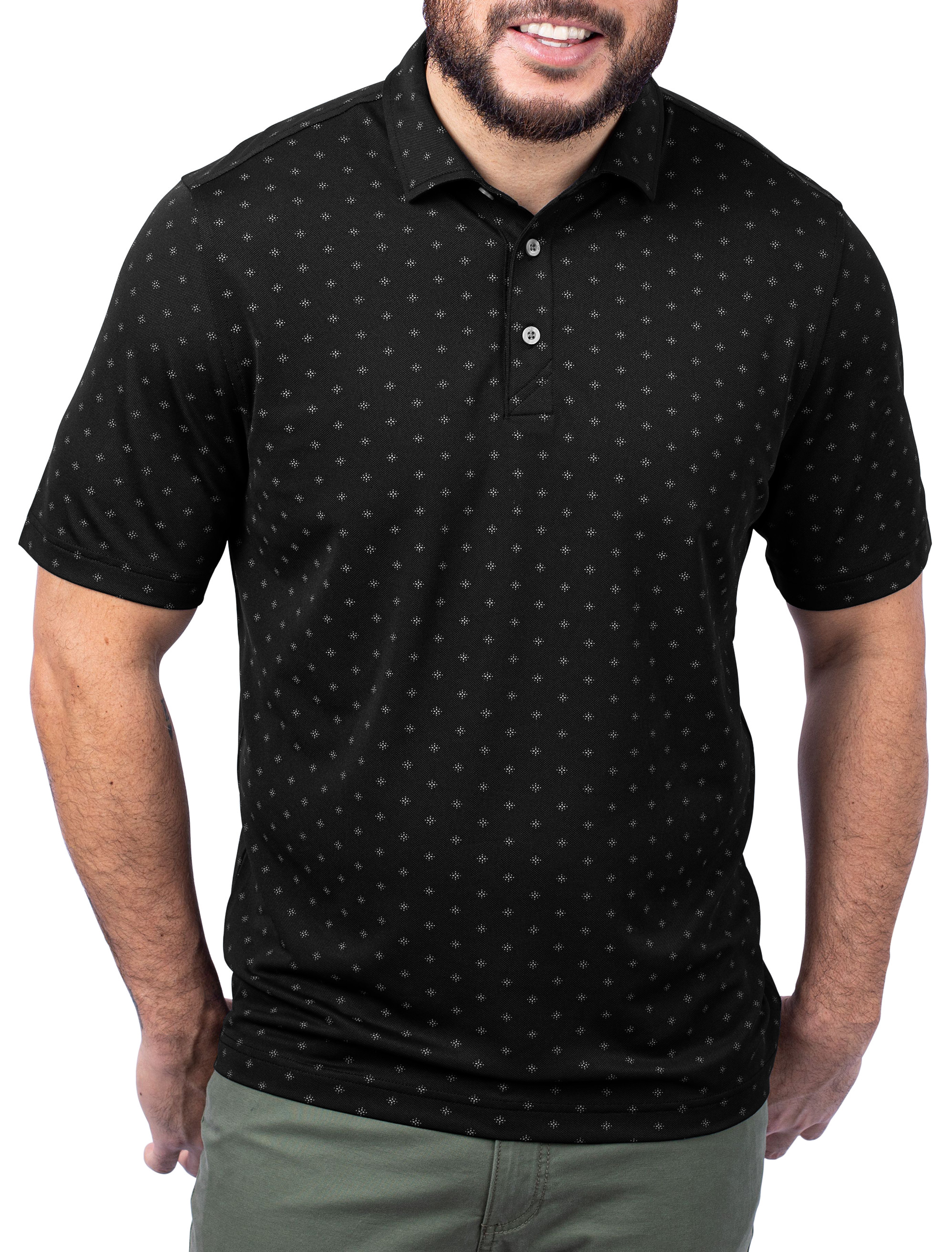 Virtue Eco Pique Tile Print Polo Shirt