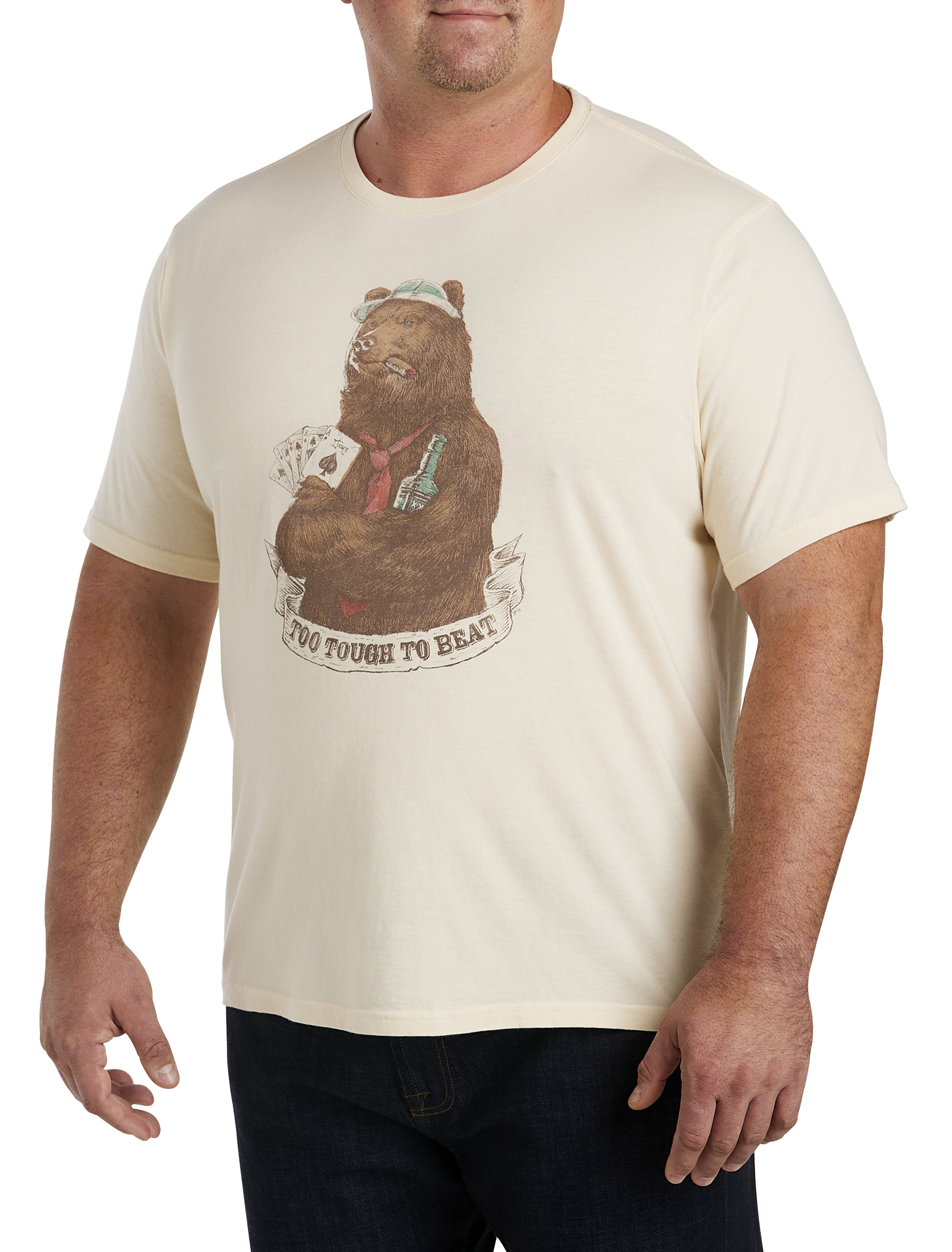 Lucky Brand Men's Gambling Bear Graphic Tee, Pearled Ivory, Small