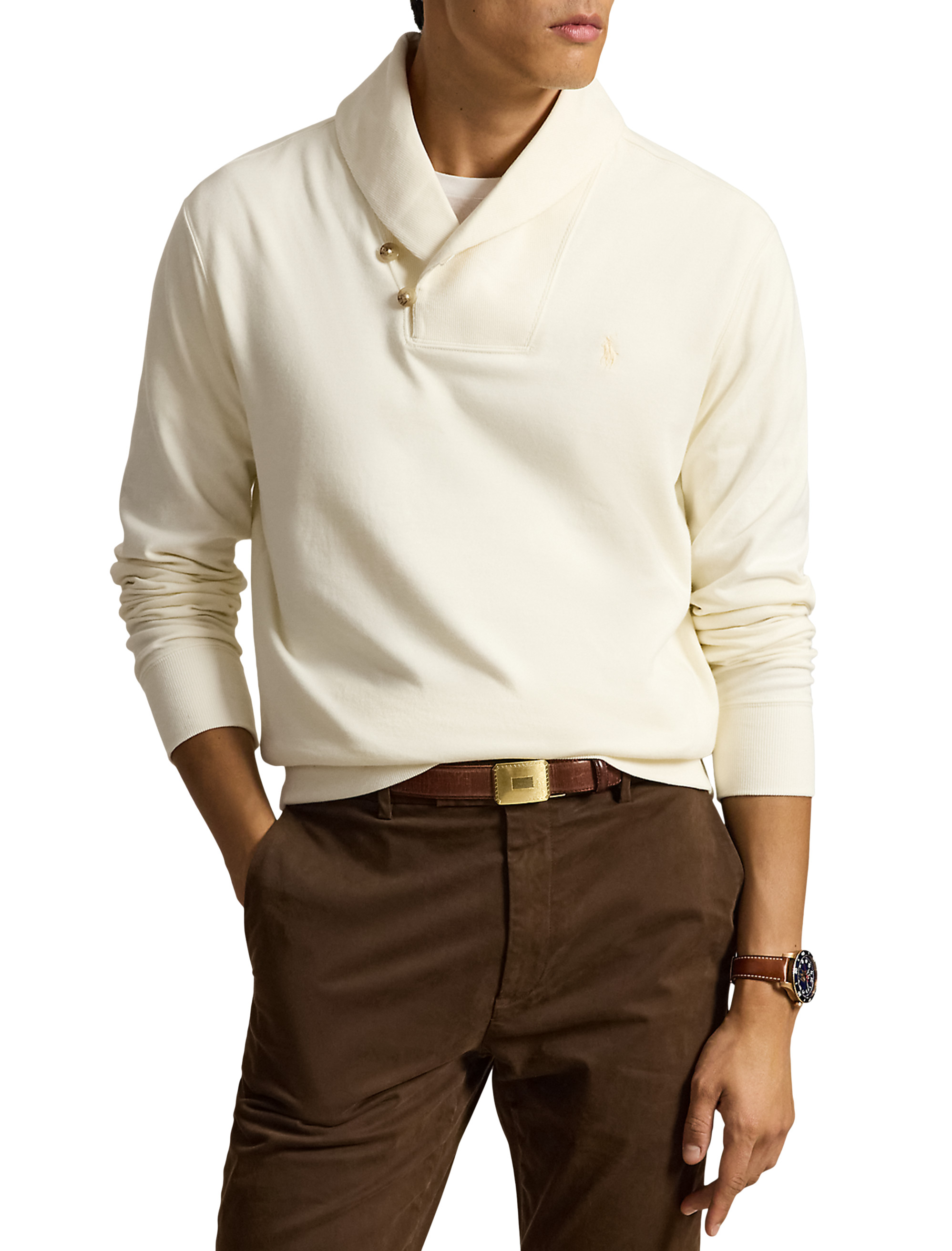 Luxury Jersey Shawl-Collar Pullover