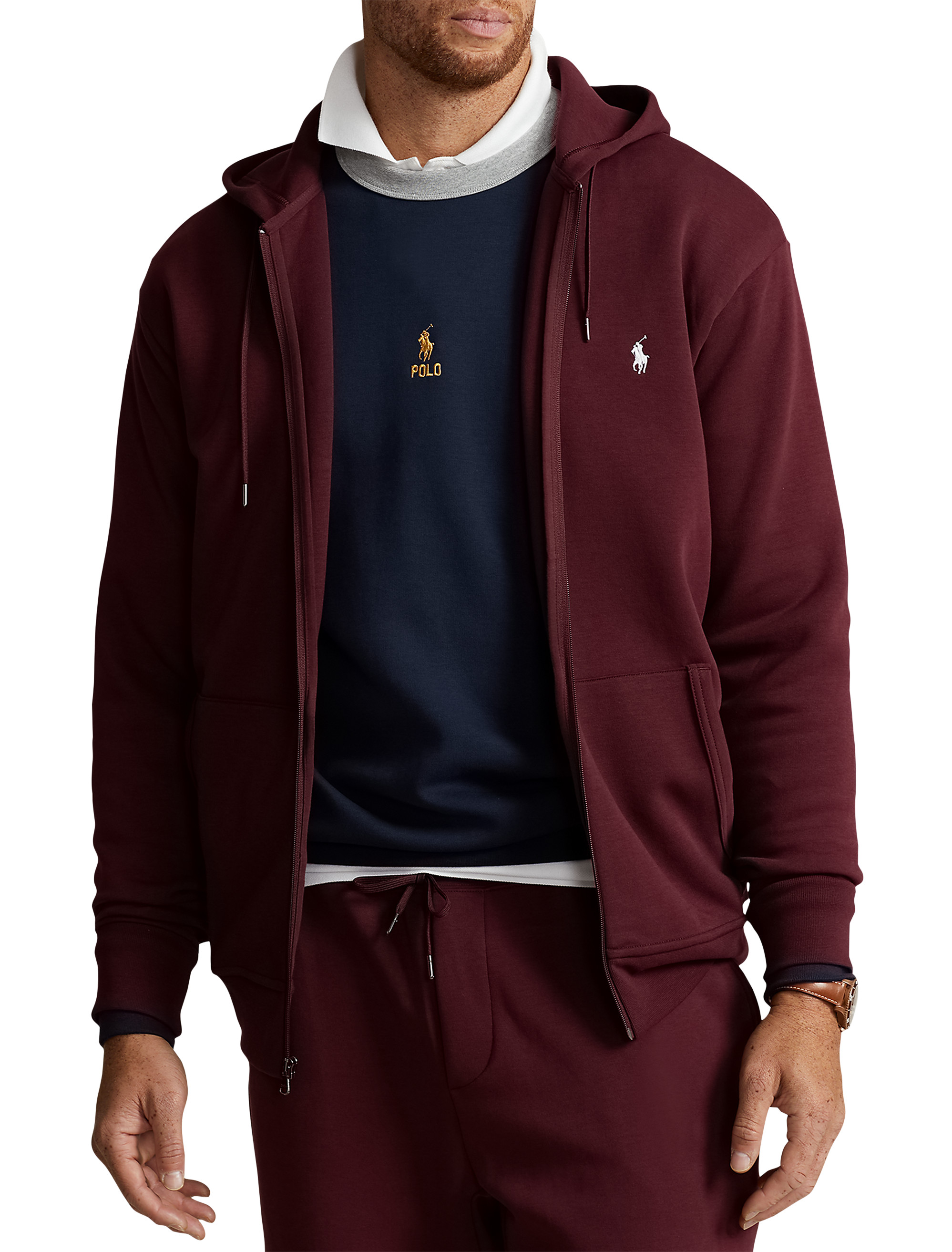 POLO RALPH LAUREN Big&Tall Double Kint Full Zip-Front Hoody Sweatshirt,  French Navy, X-Large Tall : : Clothing, Shoes & Accessories