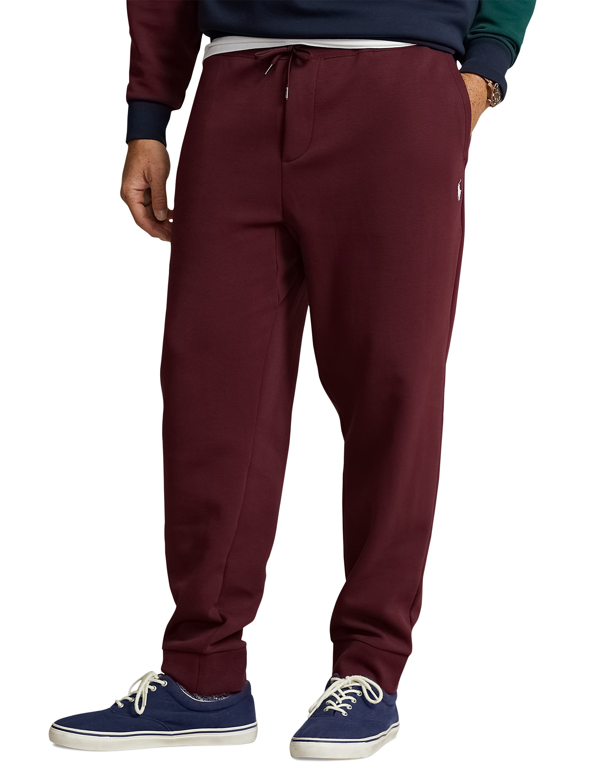 Polo Ralph Lauren Men's Wine Red Burgundy Double Knit Jogger Pants