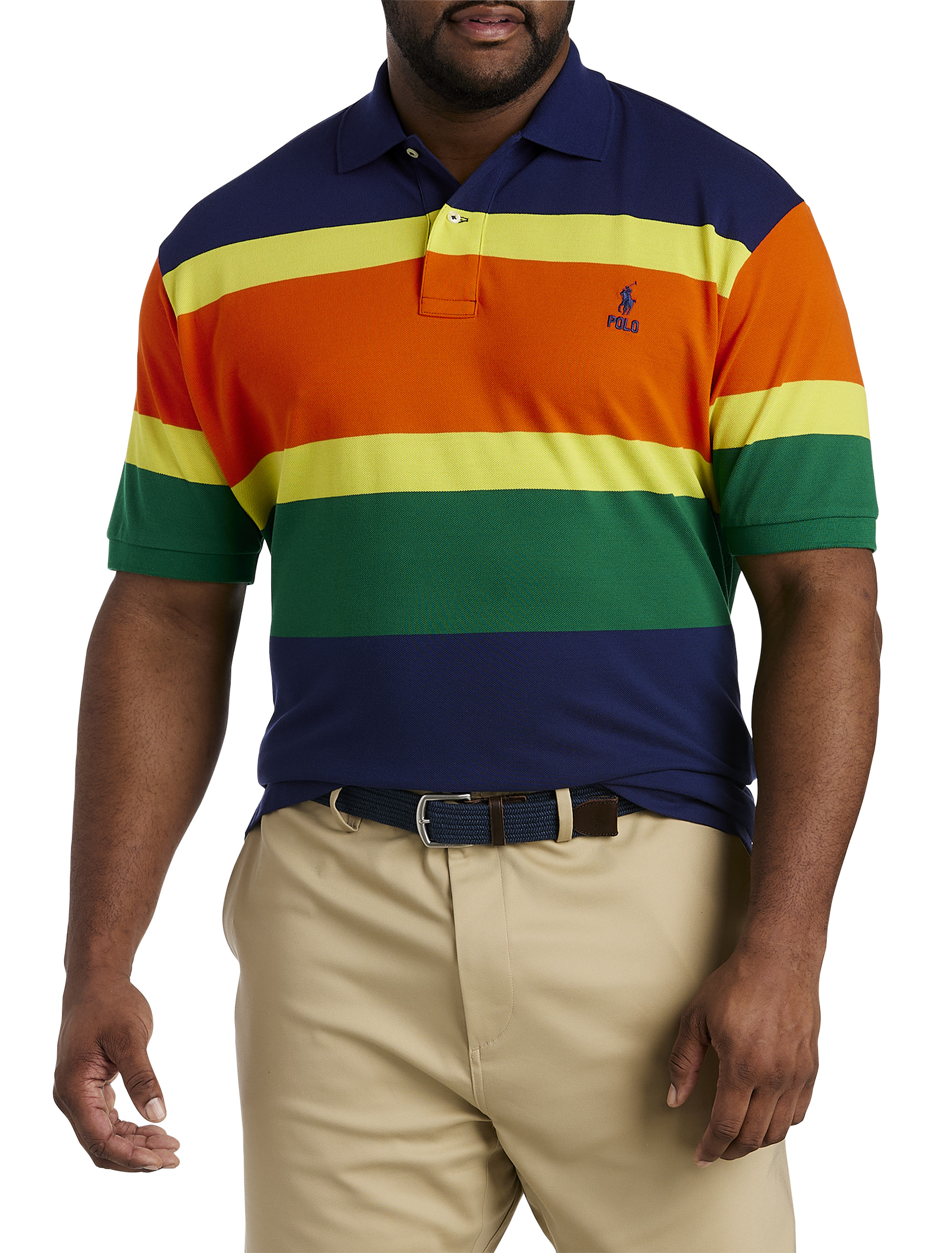 Big + Tall | Polo Ralph Lauren Voyager Striped Mesh Polo Shirt | DXL