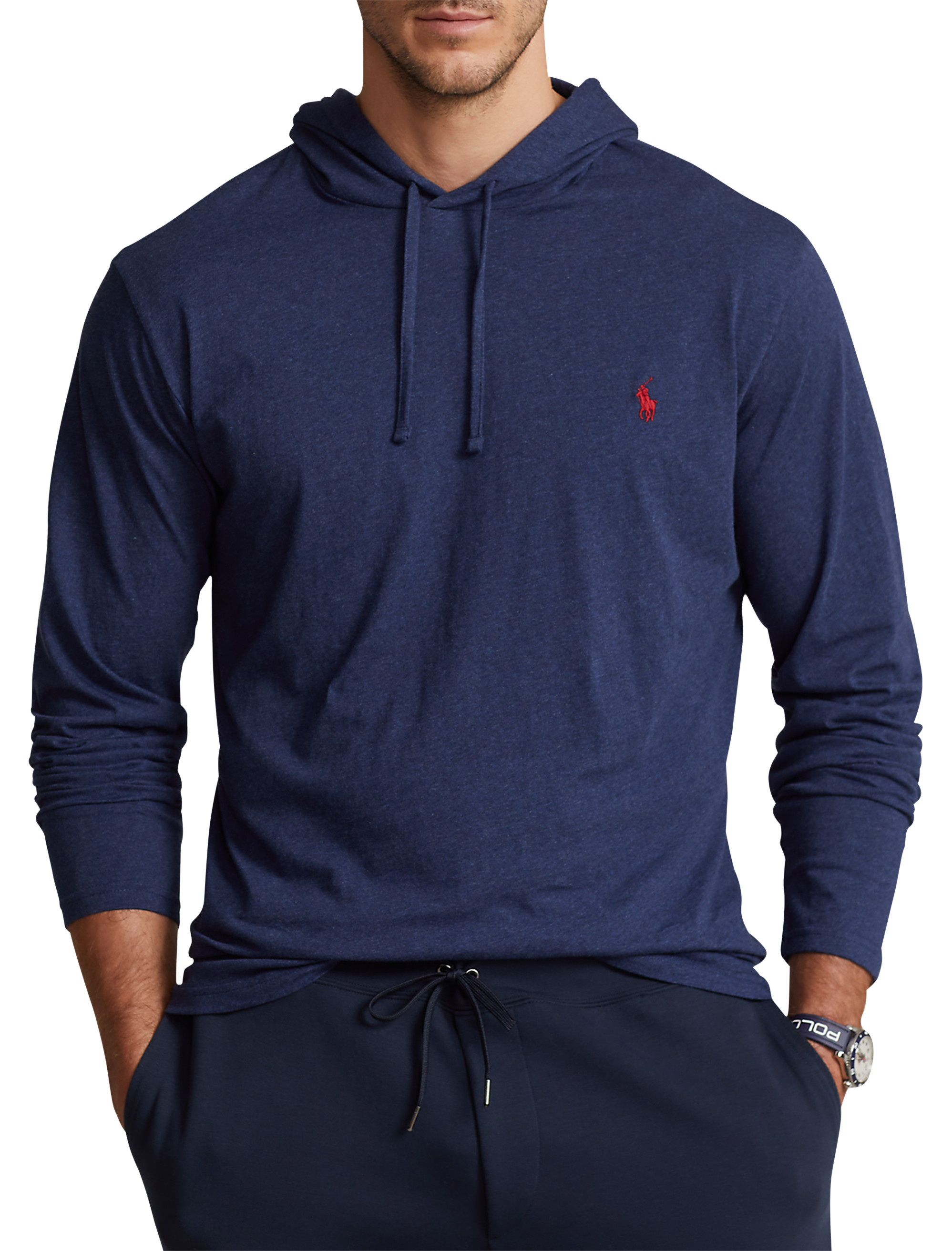 long sleeve polo with hoodie