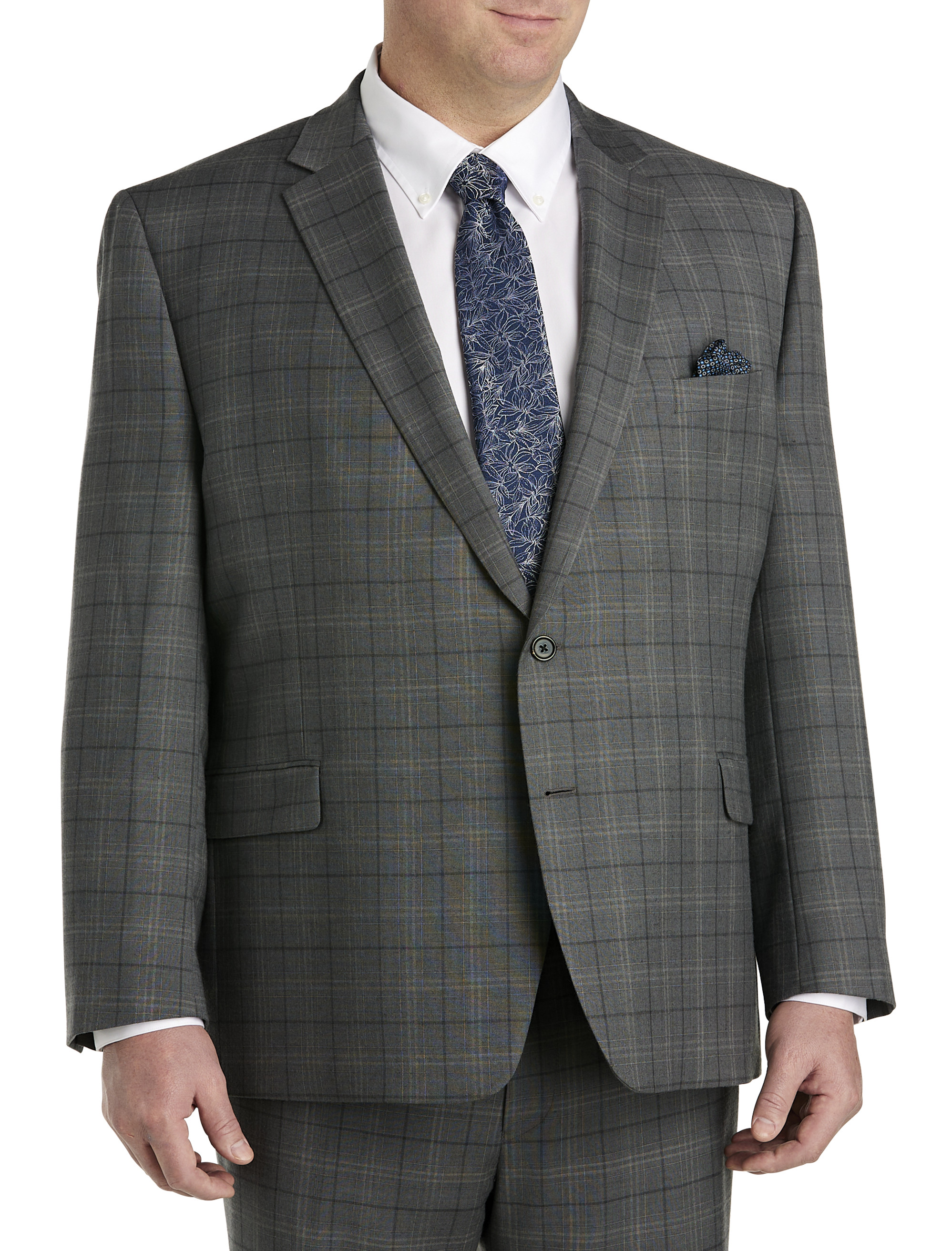 Buy Men's Plaid Suit Plus Size Three Piece Men's Suit Grey at