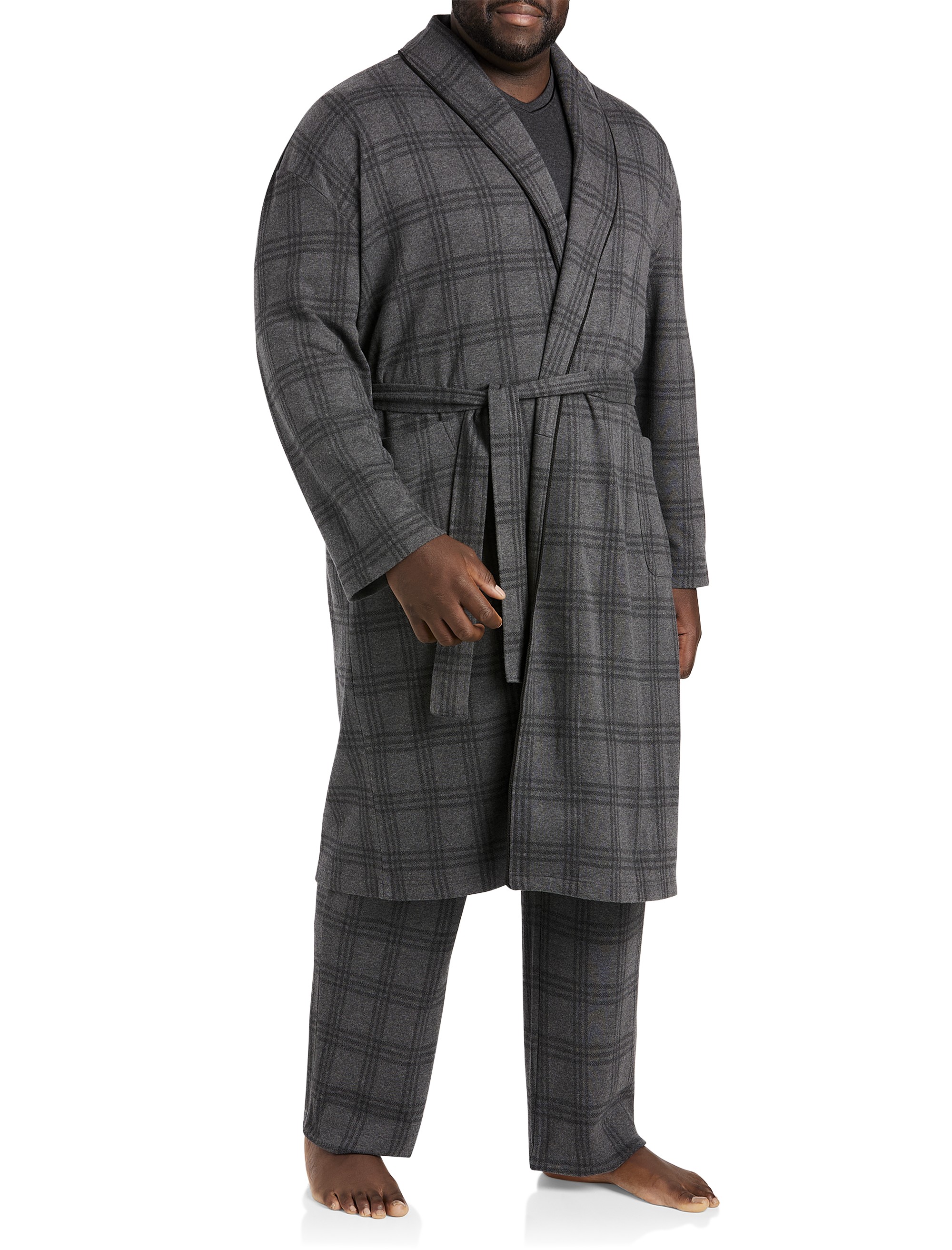 Plaid Shawl-Collar Robe - thumbnail 3