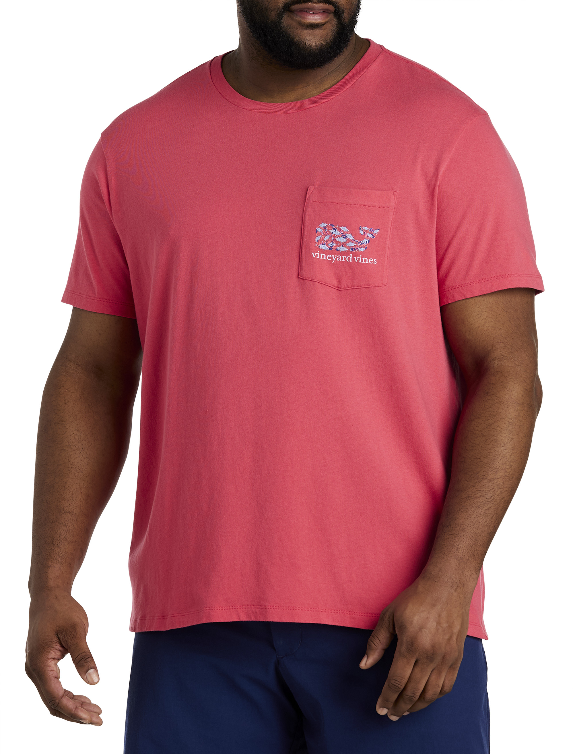 Big & Tall Men's Vineyard Vines Harbour Fish Whale Pocket T-Shirt - Red - Size 1XL, Men's