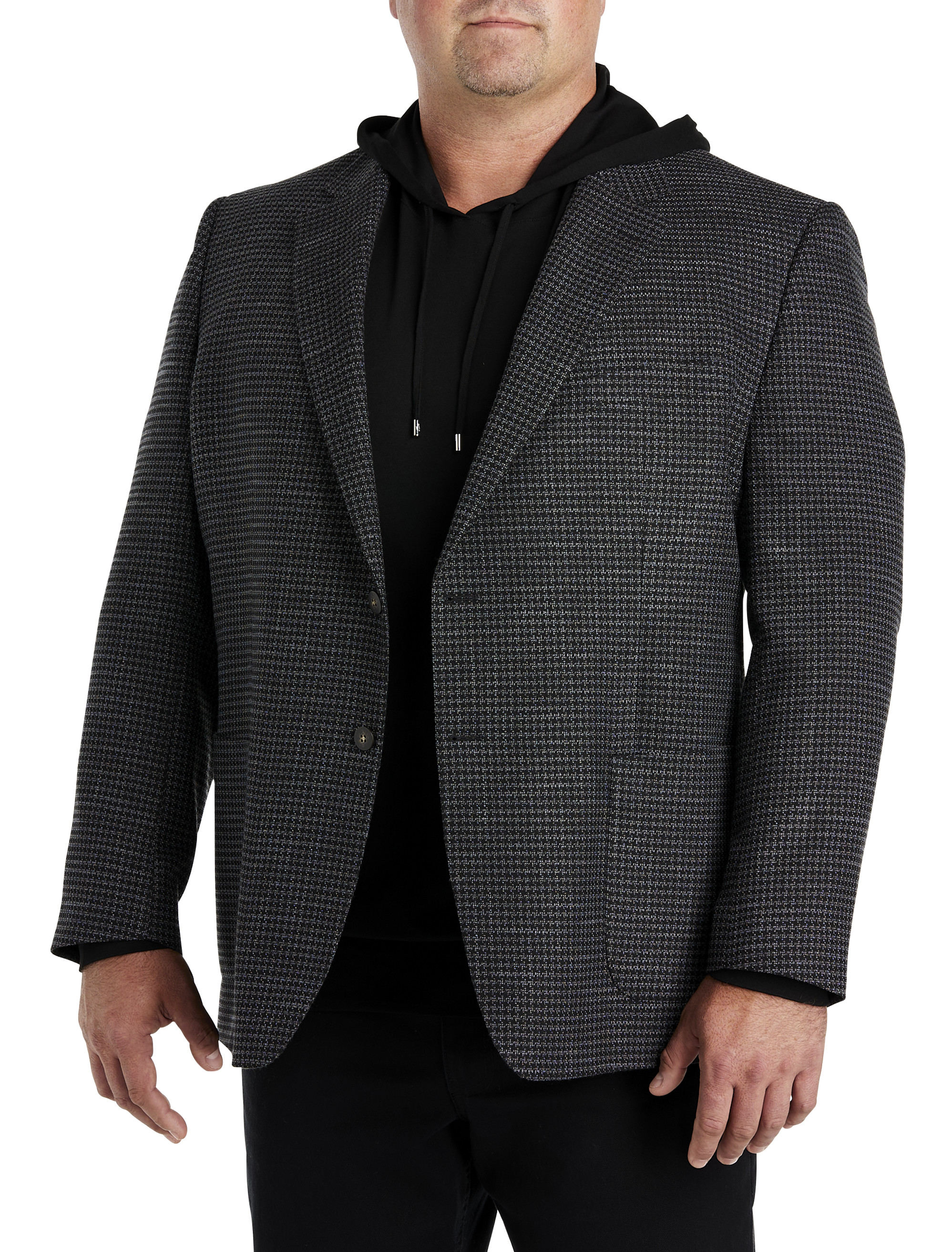 Oak Hill by DXL Men's Big and Tall Jacket Relaxer Windowpane Suit Jacket  Grey 60 L