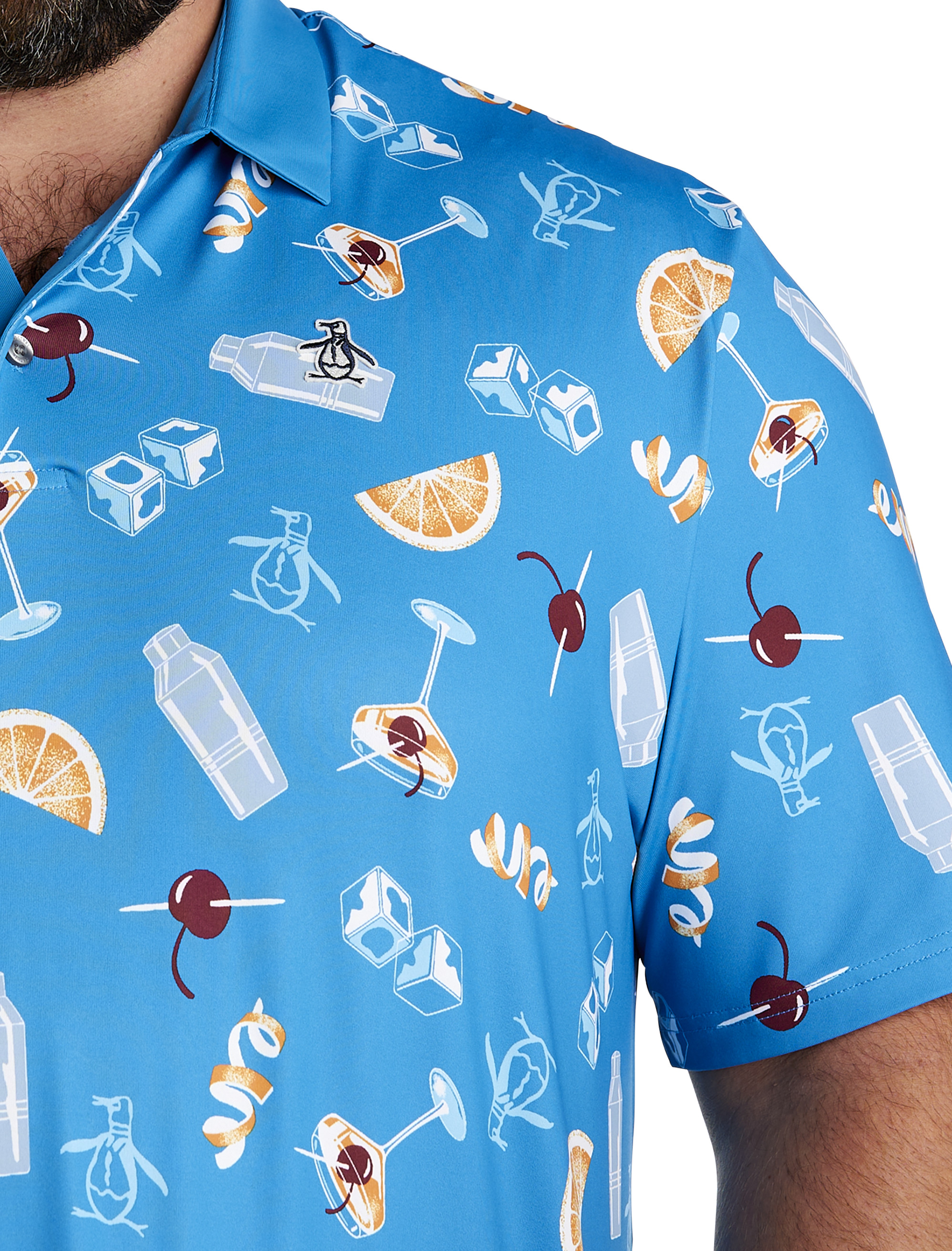 Oversized Cocktail Printed Golf Polo Shirt