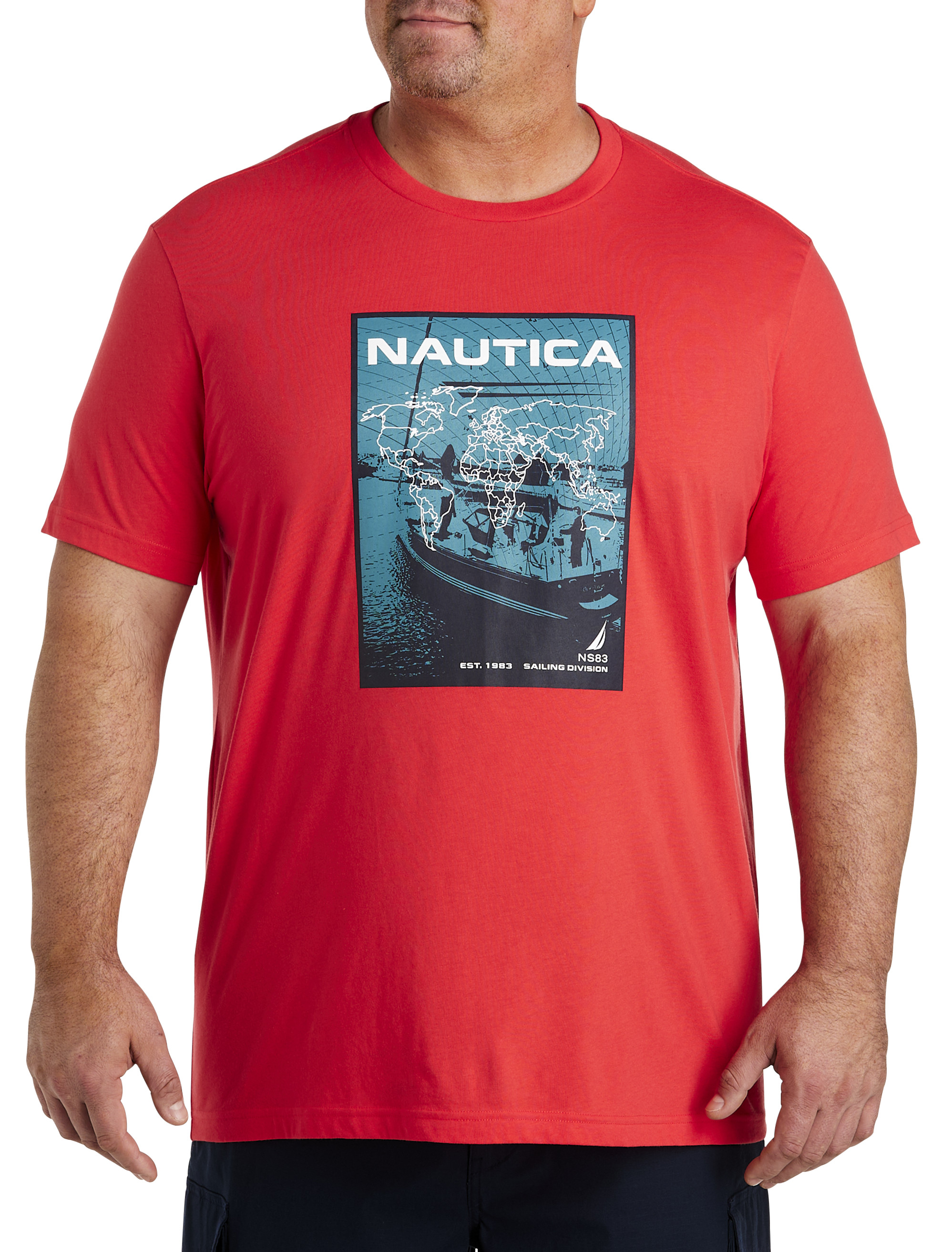 Nautica Men's Large Red Sailing Division Big Logo Graphic T-Shirt