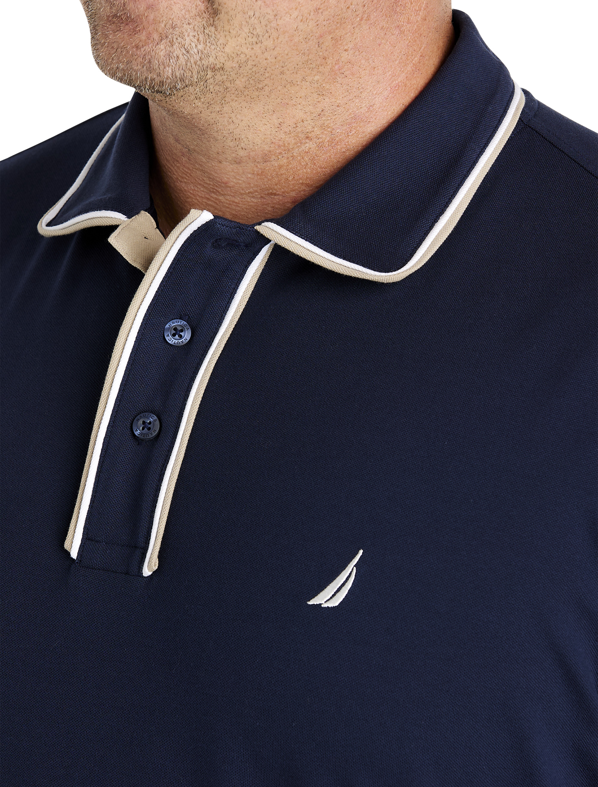 NAU SS SELF COLLAR POLO NAVY