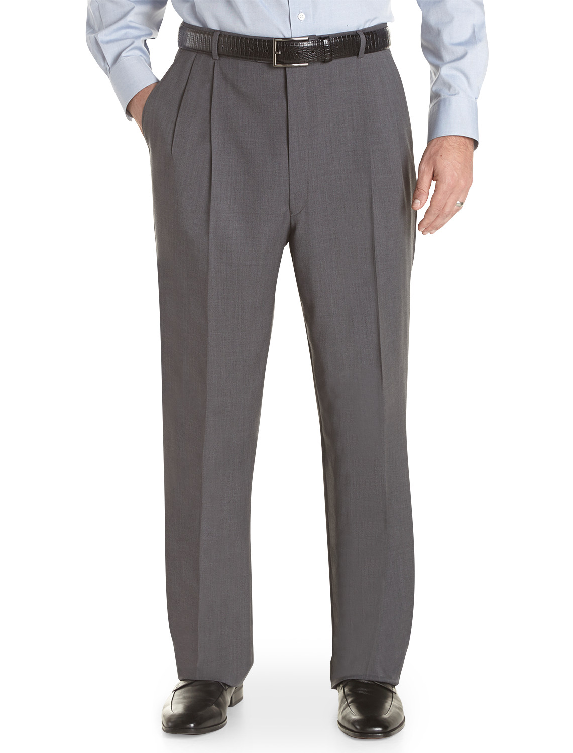 Wool Double-Face Pleated Tapered Pants