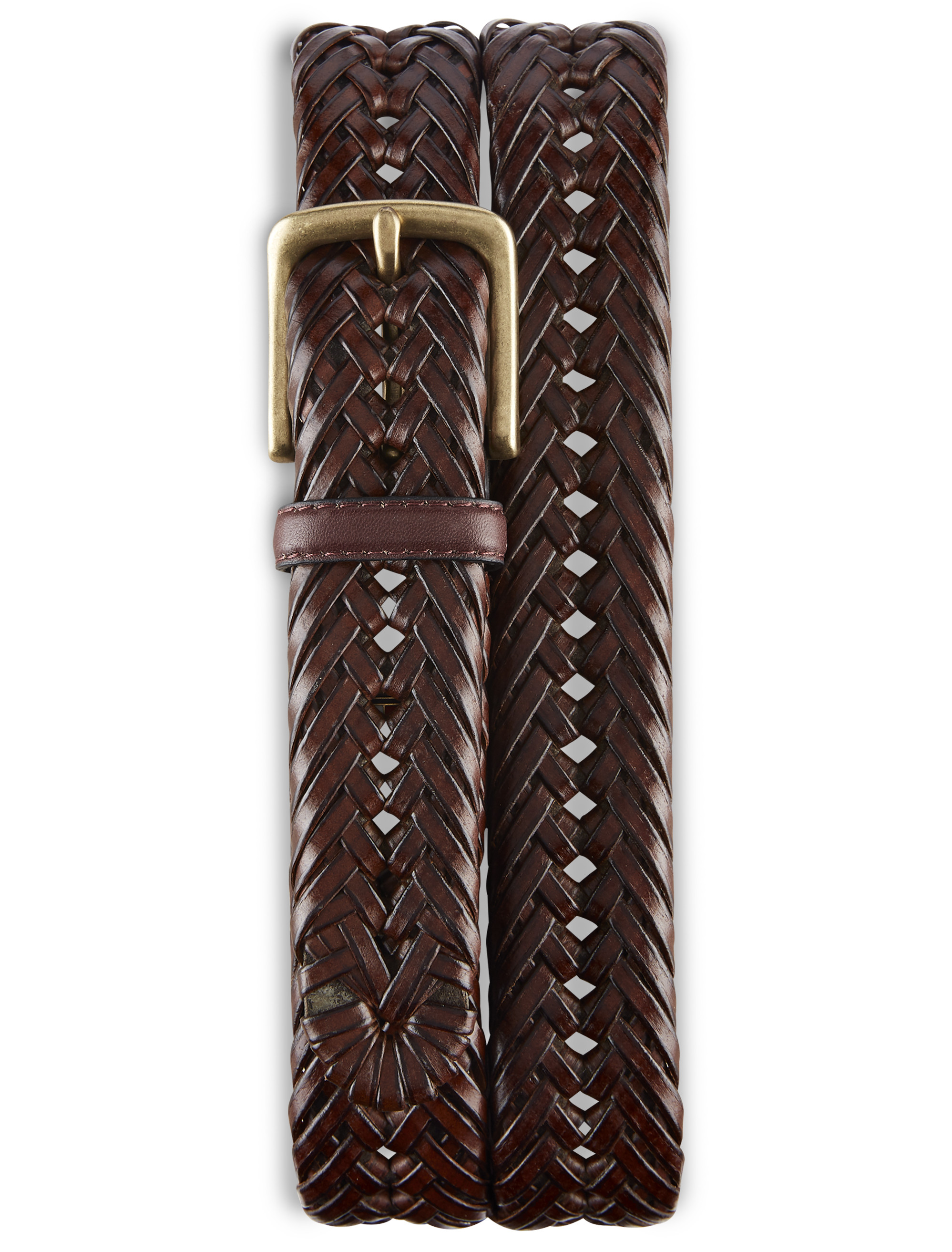 Tommy Hilfiger Vintage L XL Brown Braided Woven Waist Leather Belt