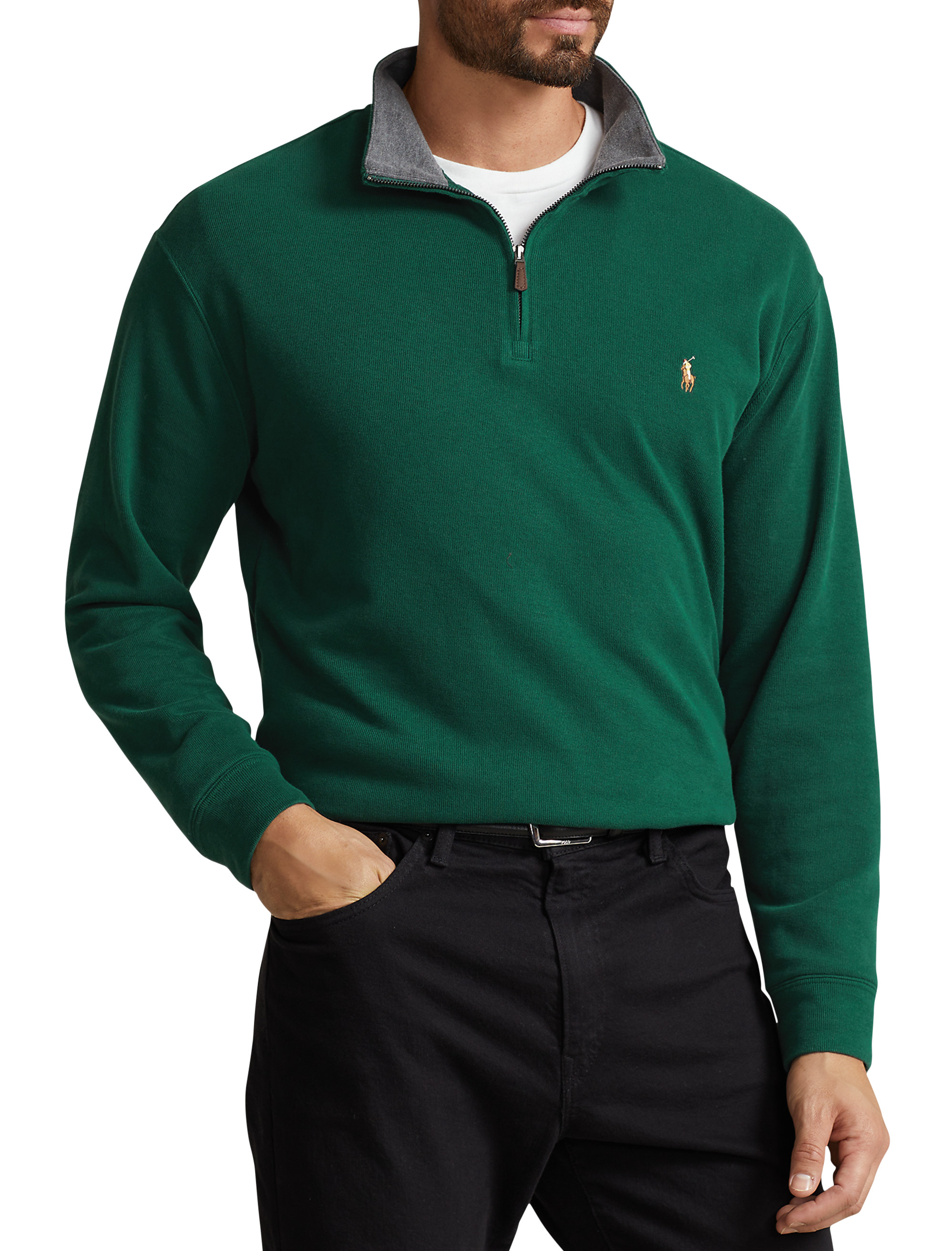 Ralph lauren half zip sueded rib cotton discount jumper