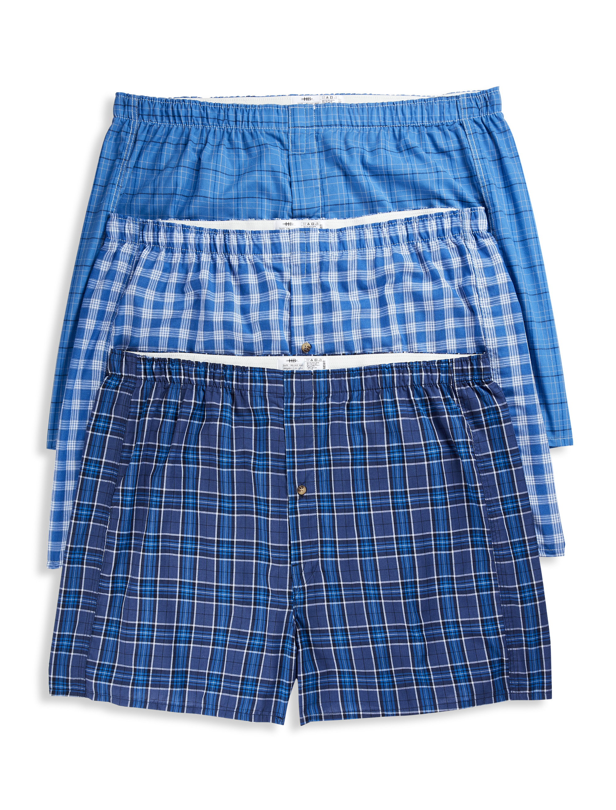 Big and Tall, Harbor Bay 3-Pack Plaid Woven Boxers