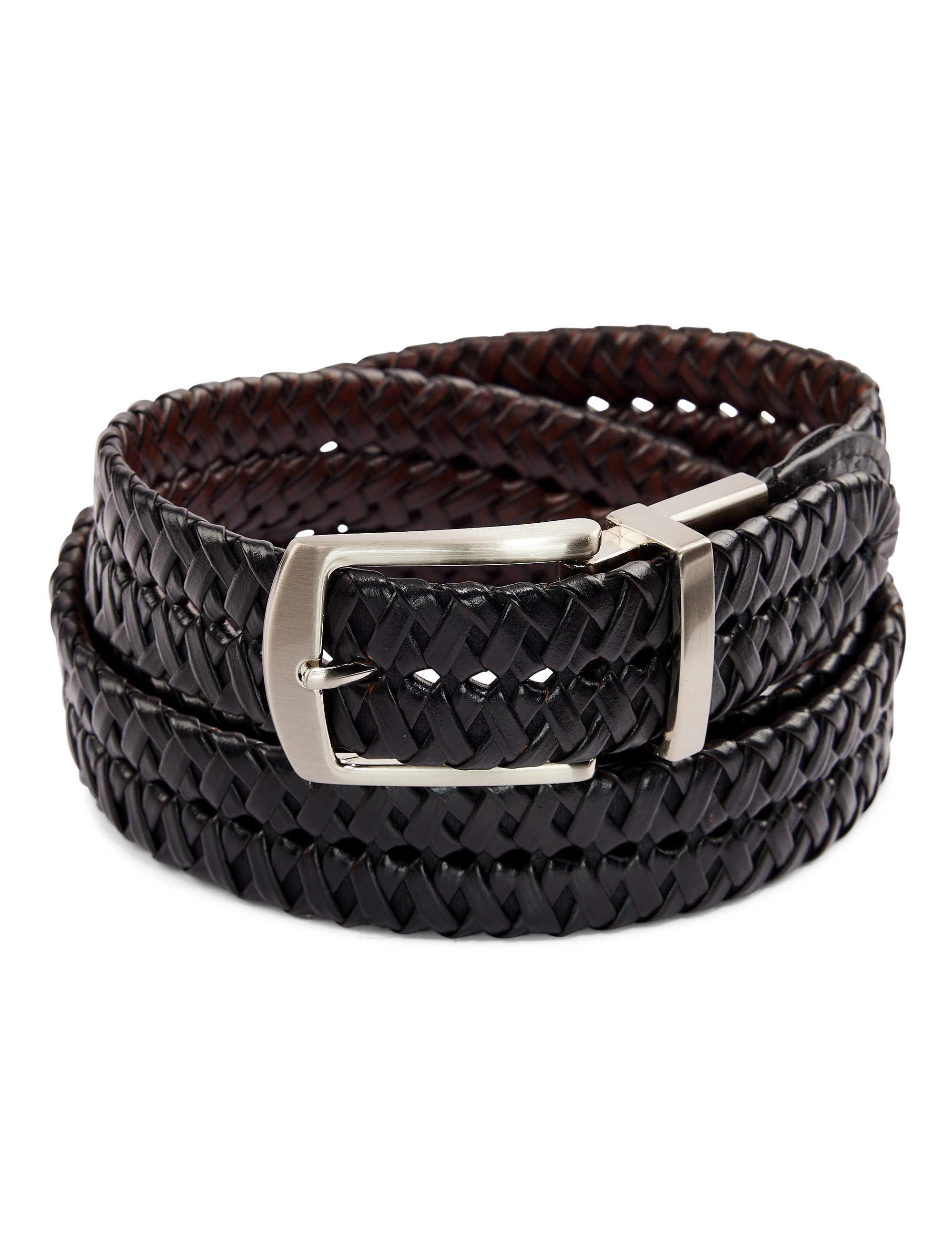 Reversible Braided Faux-Leather Belt