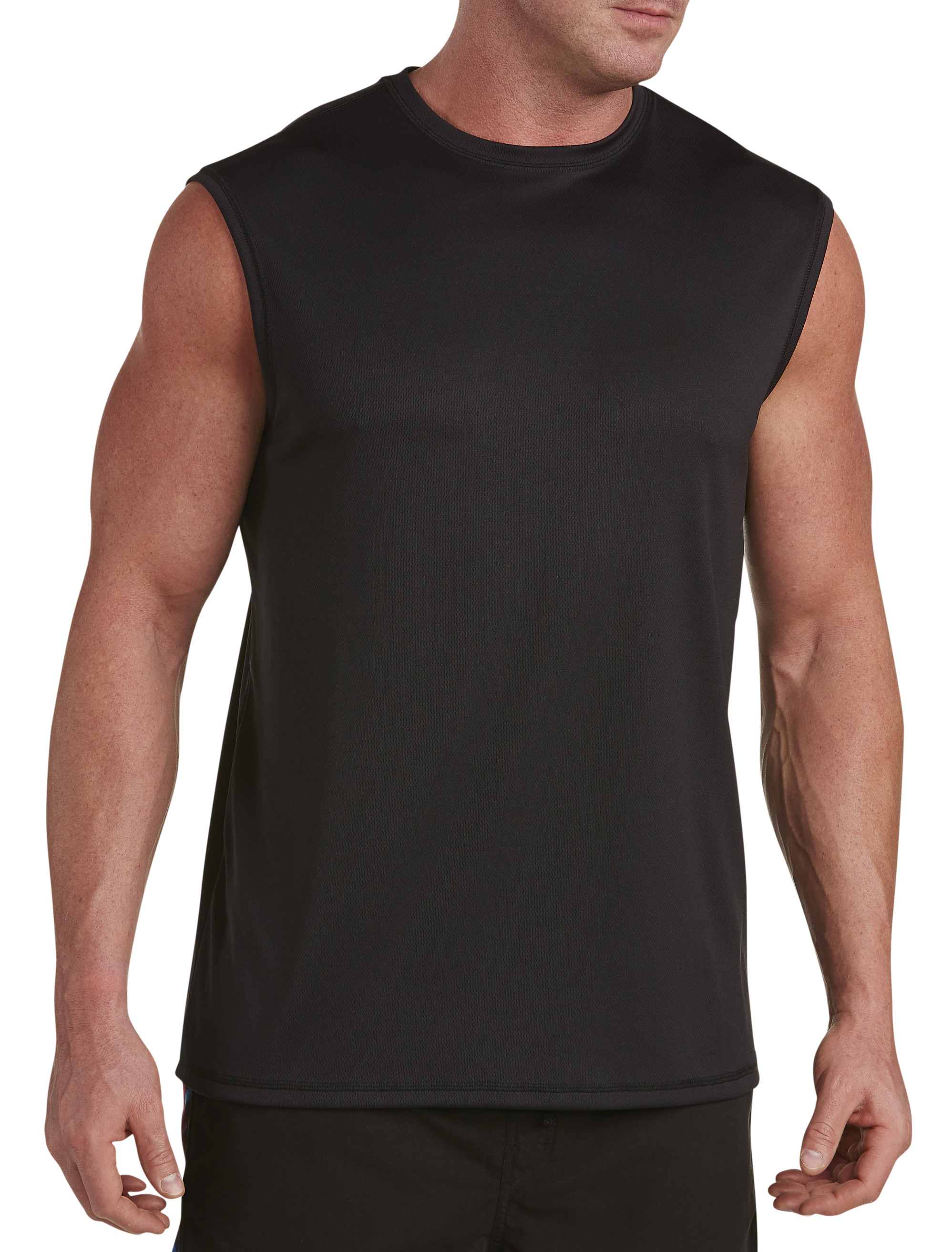 Harbor Bay by DXL Big and Tall Shapewear Tank T-Shirt, Black 1XL