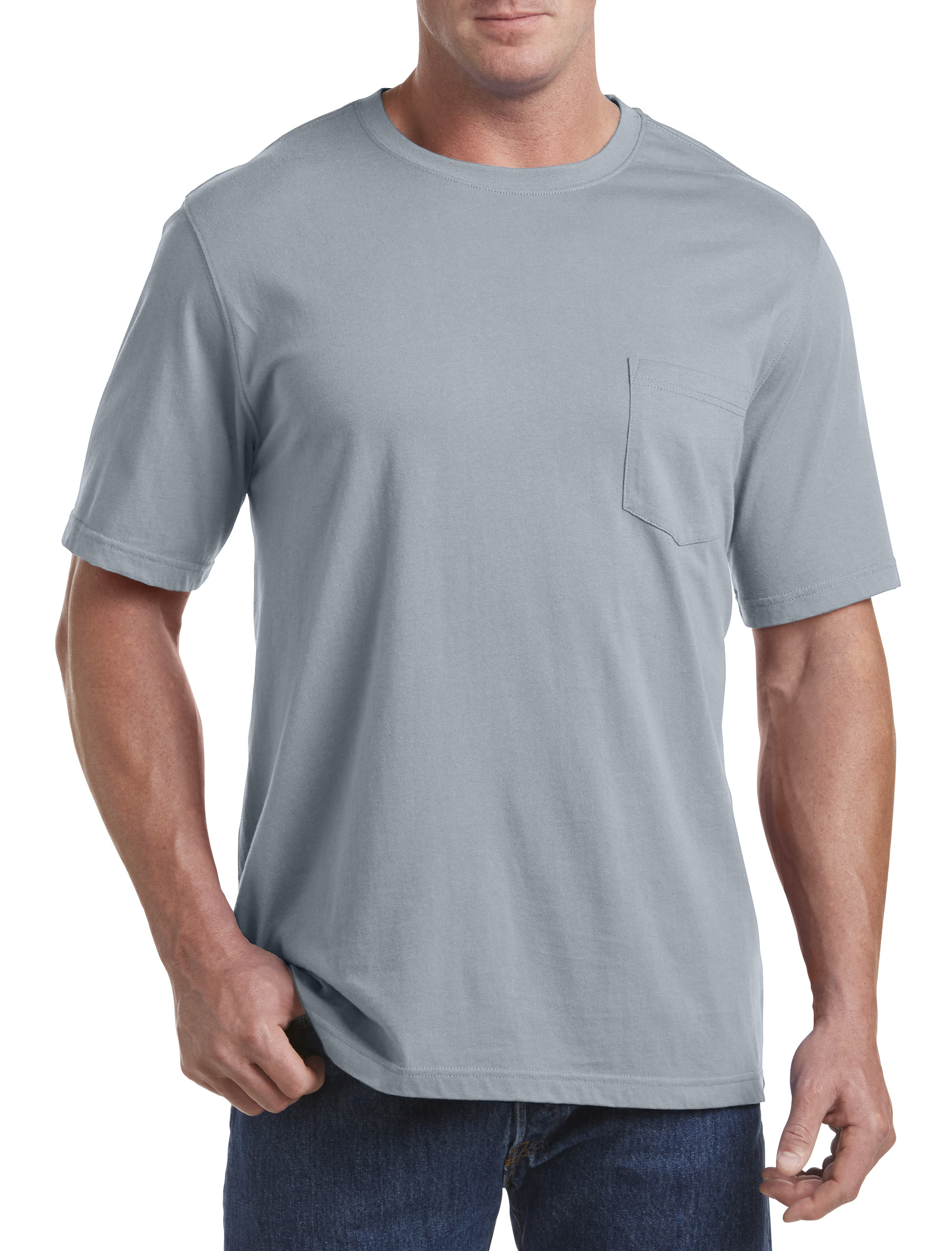 Harbor Bay by DXL Men s Big and Tall Moisture Wicking Pocket T Shirt Neat Gray Heather 5XL