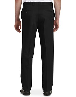 Harbor Bay by DXL Big and Tall Waist-Relaxer Flat-Front Twill Pants 