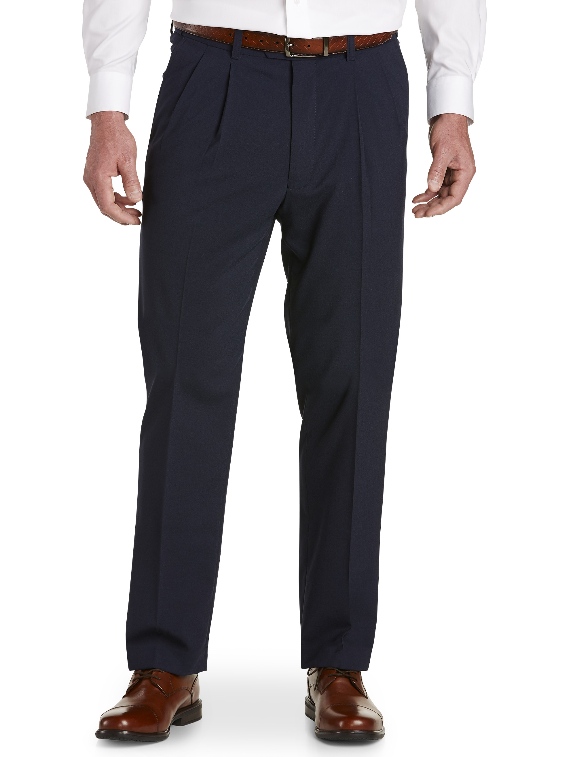 Gold Series Perfect Fit Waist-Relaxer Hemmed Pleated Suit Pants