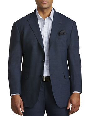 Oak Hill by DXL Big and Tall Premium Jacket-Relaxer Sharkskin Suit Jacket Grey 