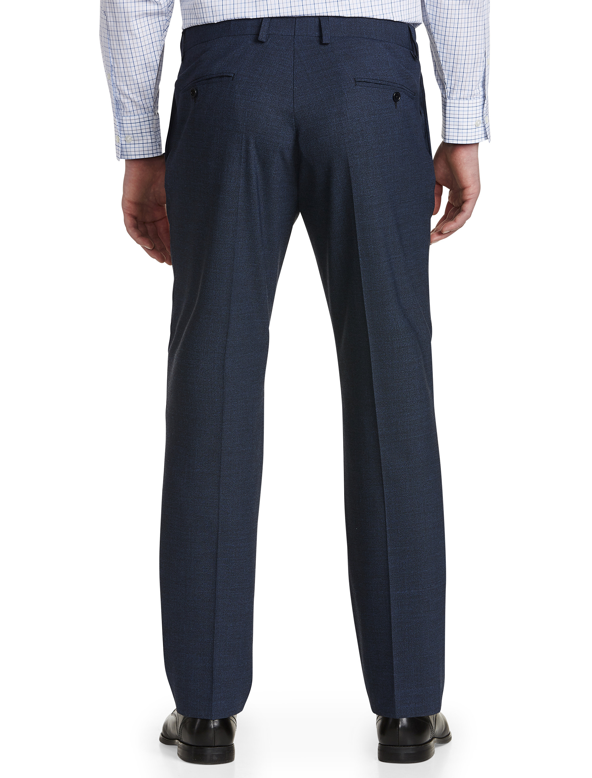 Ike Black Wool Plain Front Tuxedo Pants