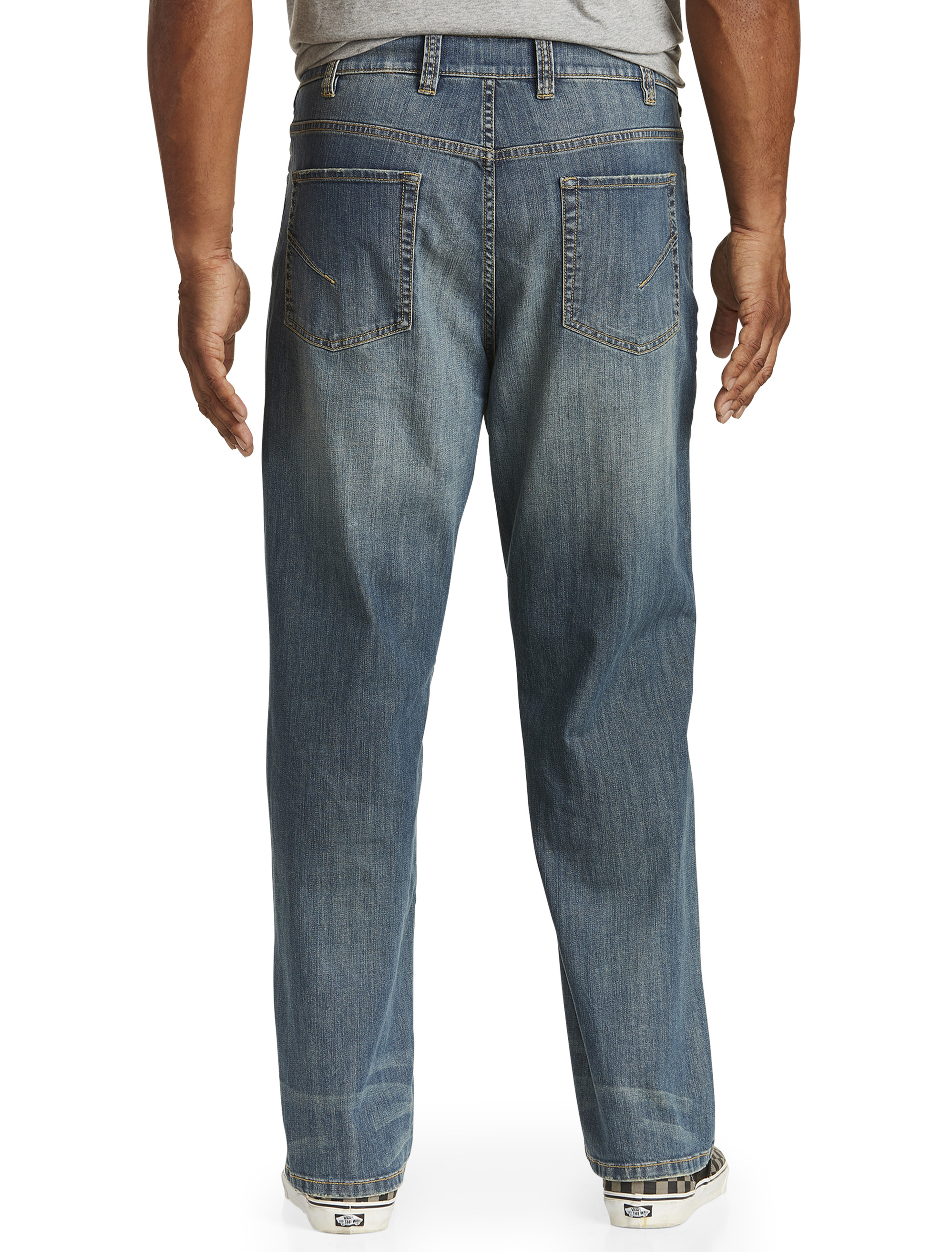 Harbor Bay by DXL Big and Tall Men's Full-Elastic Waist Jeans, Medium  Stonewash, 4X Waist/28 Inseam 